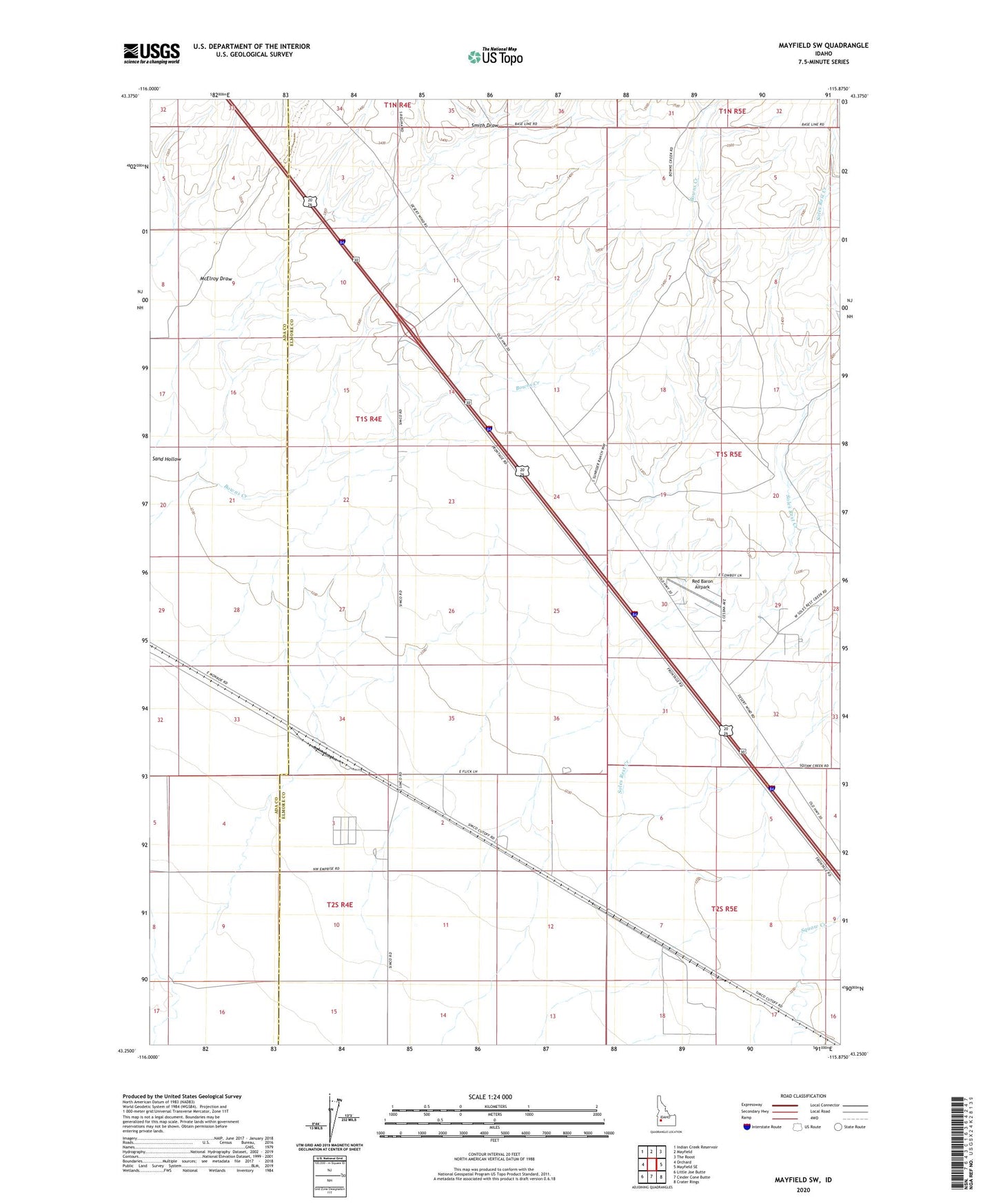 Mayfield SW Idaho US Topo Map Image