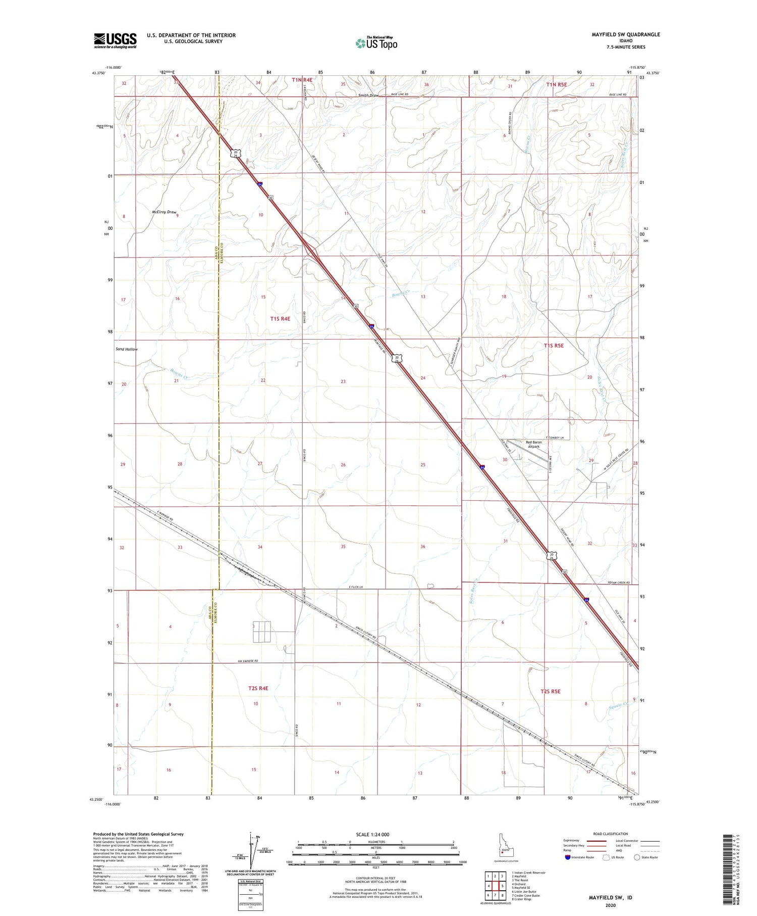 Mayfield SW Idaho US Topo Map Image
