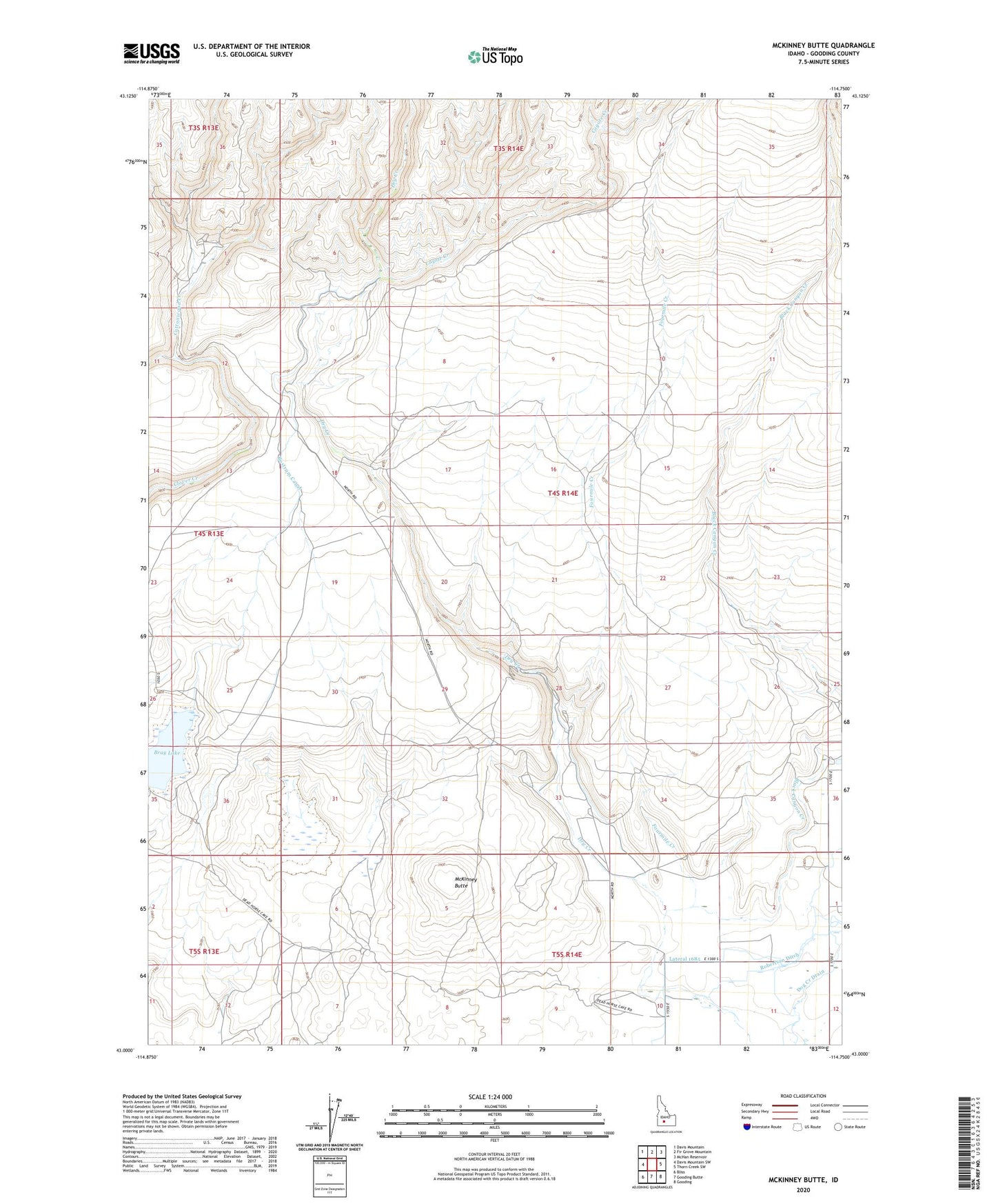 McKinney Butte Idaho US Topo Map Image