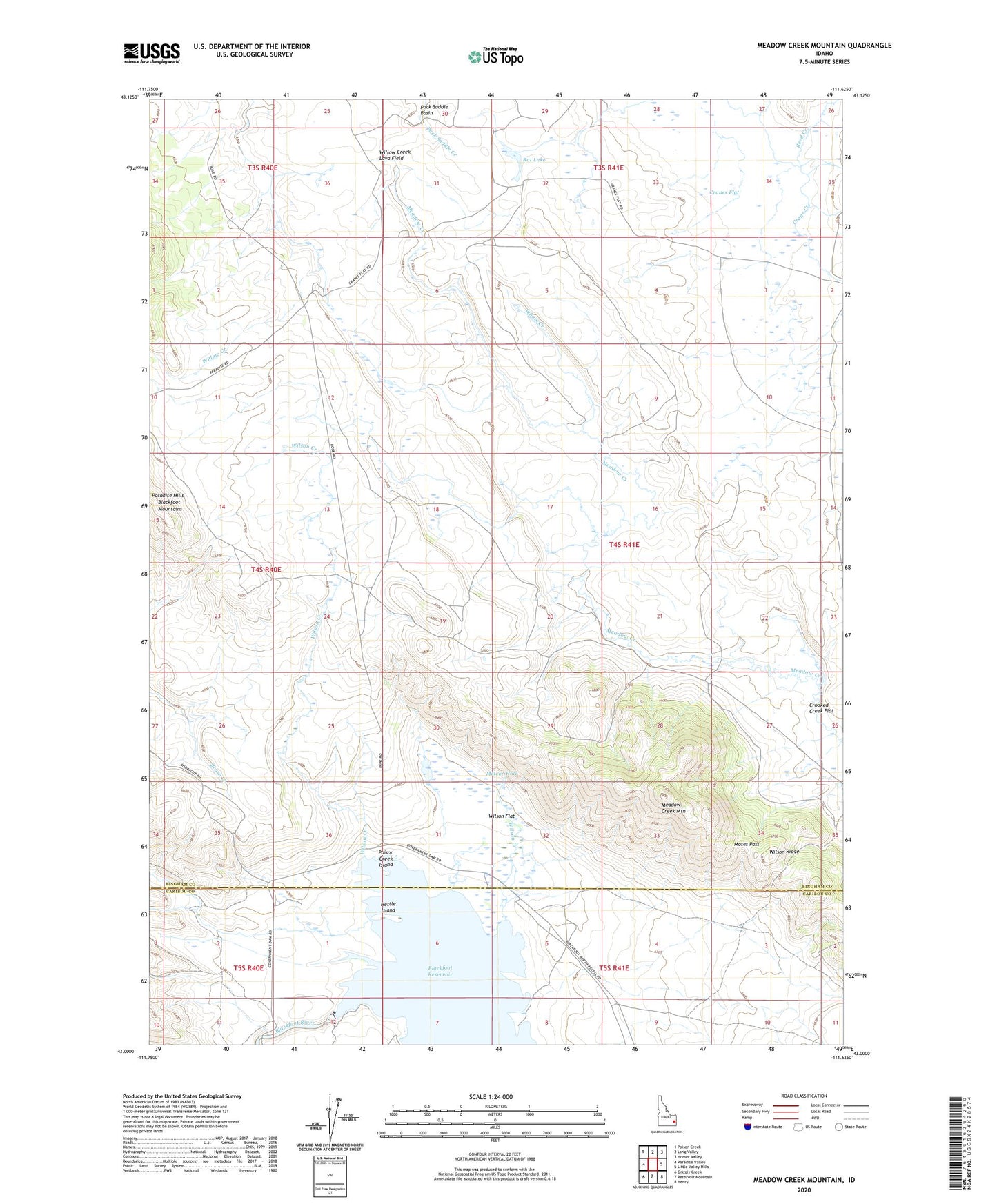 Meadow Creek Mountain Idaho US Topo Map Image