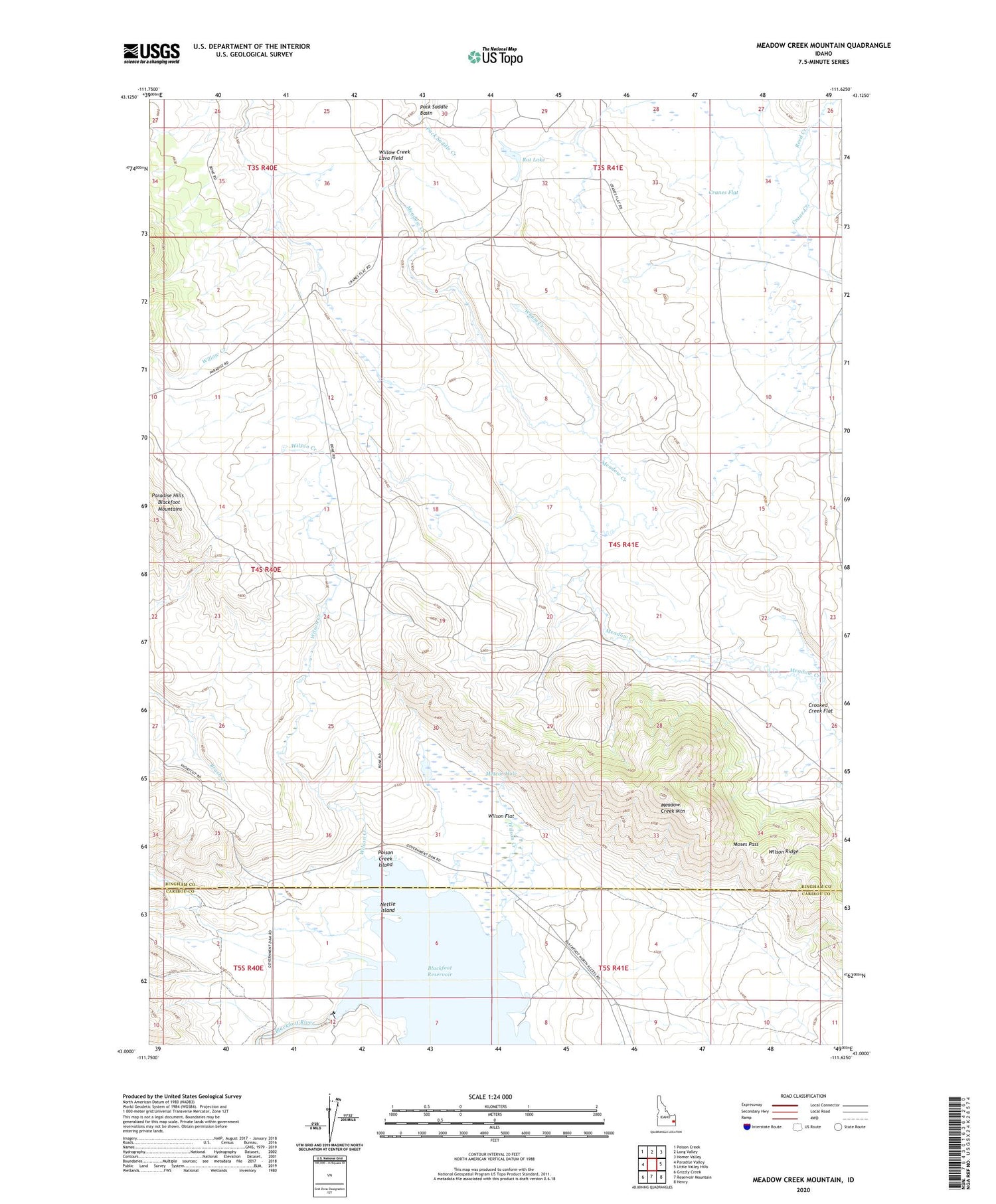 Meadow Creek Mountain Idaho US Topo Map Image