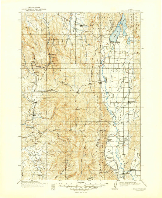Historic 1911 Meadows Idaho 30'x30' Topo Map Image
