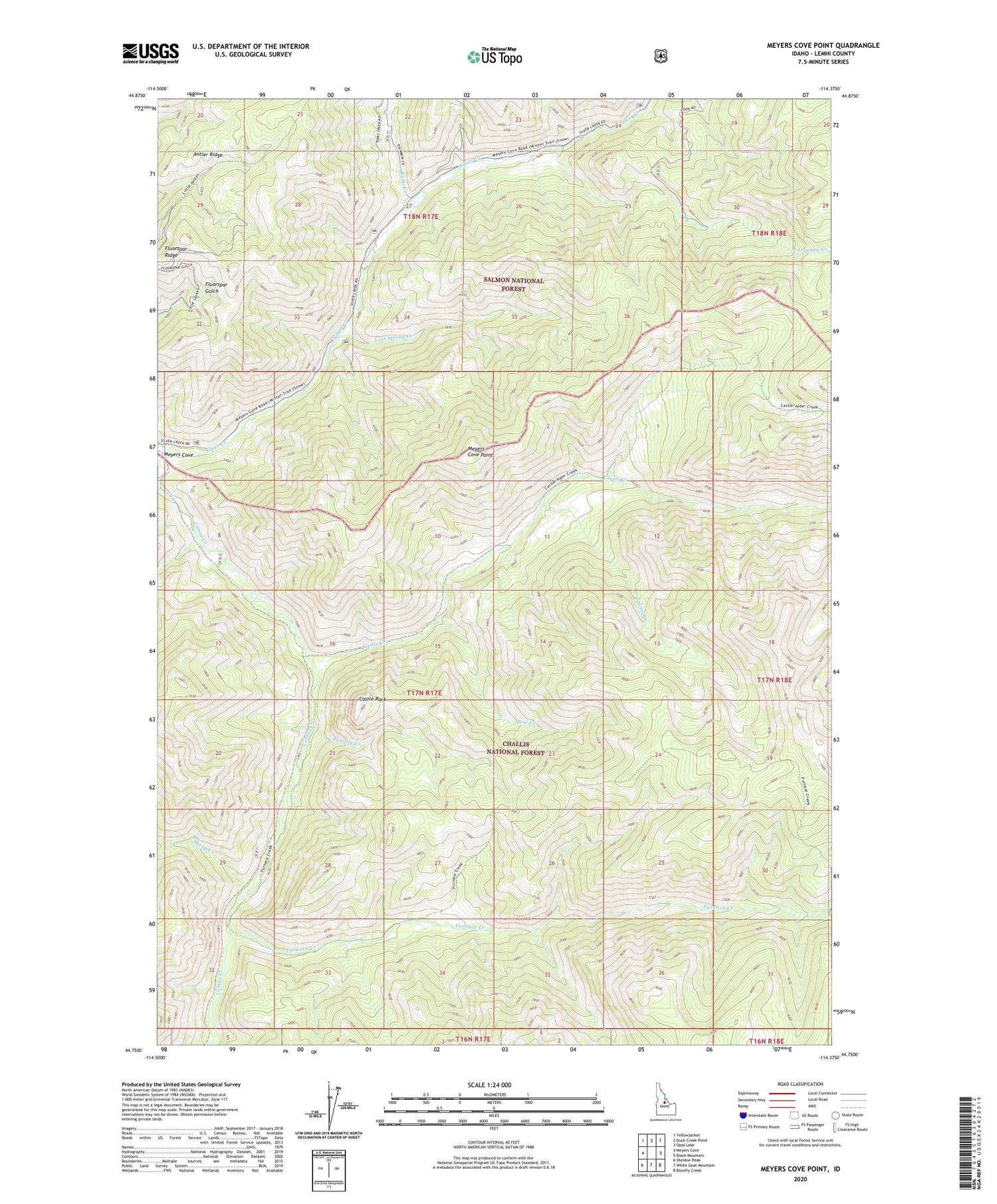Meyers Cove Point Idaho US Topo Map Image