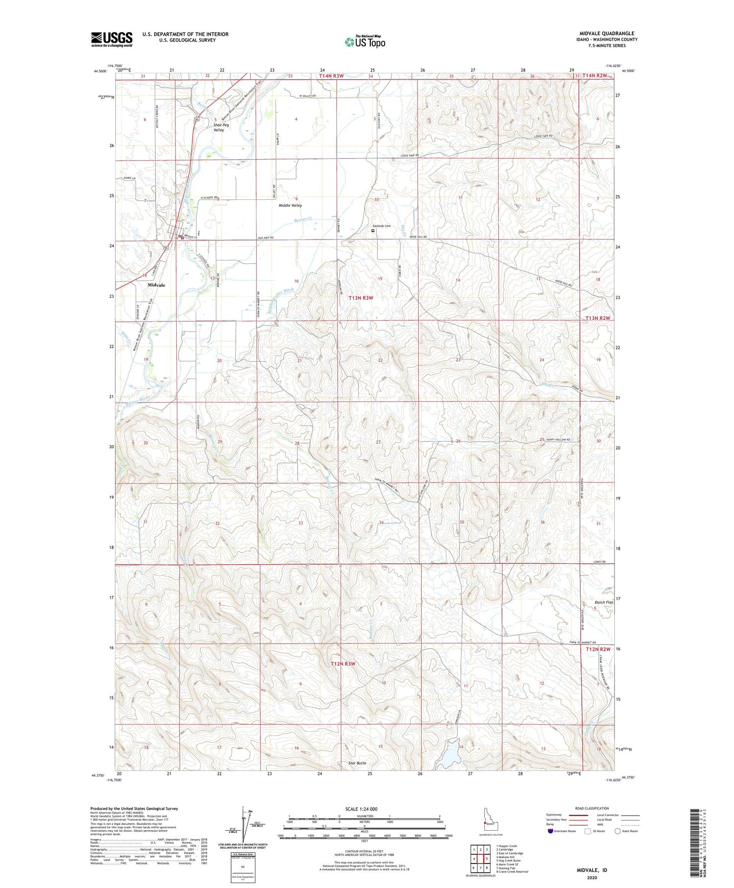 Midvale Idaho US Topo Map Image