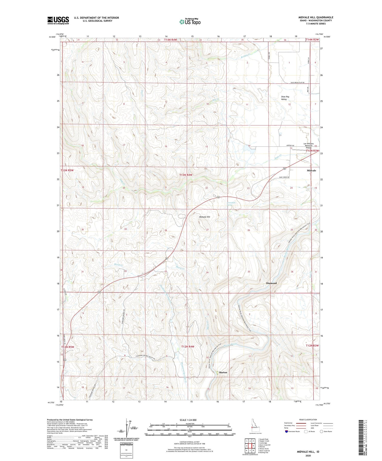 Midvale Hill Idaho US Topo Map Image