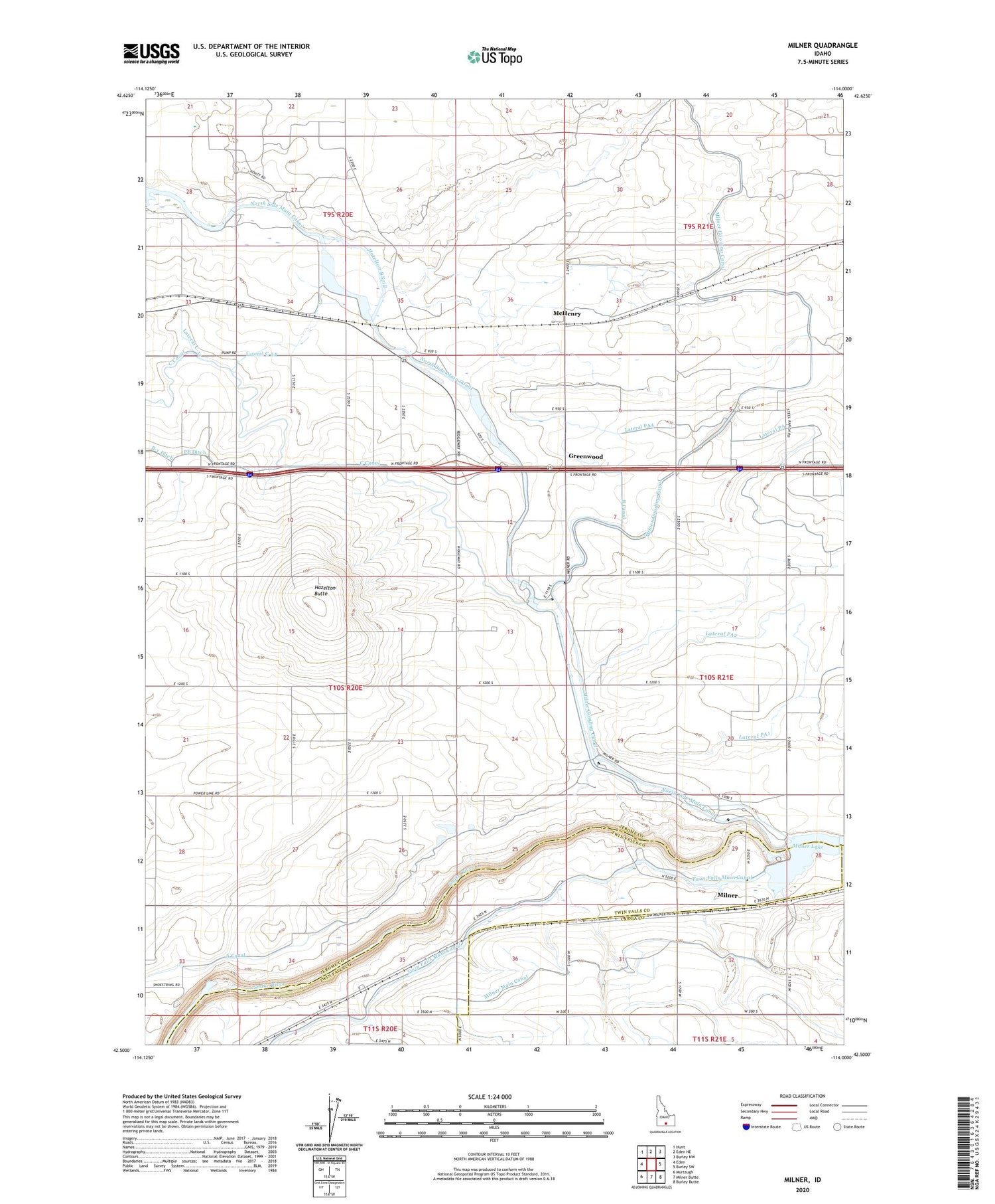 Milner Idaho US Topo Map Image