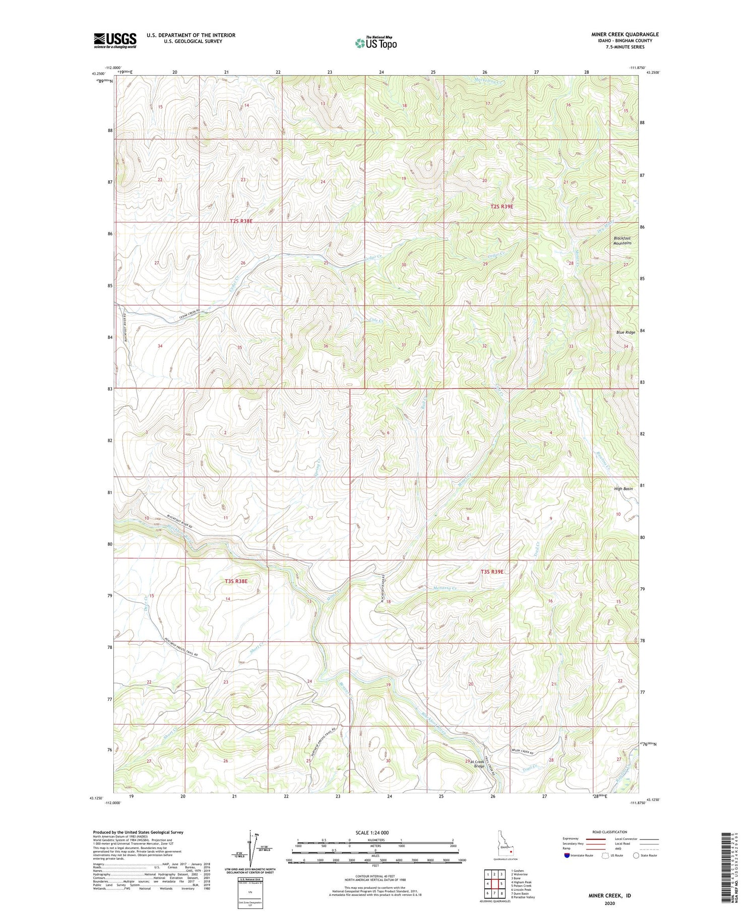 Miner Creek Idaho US Topo Map Image