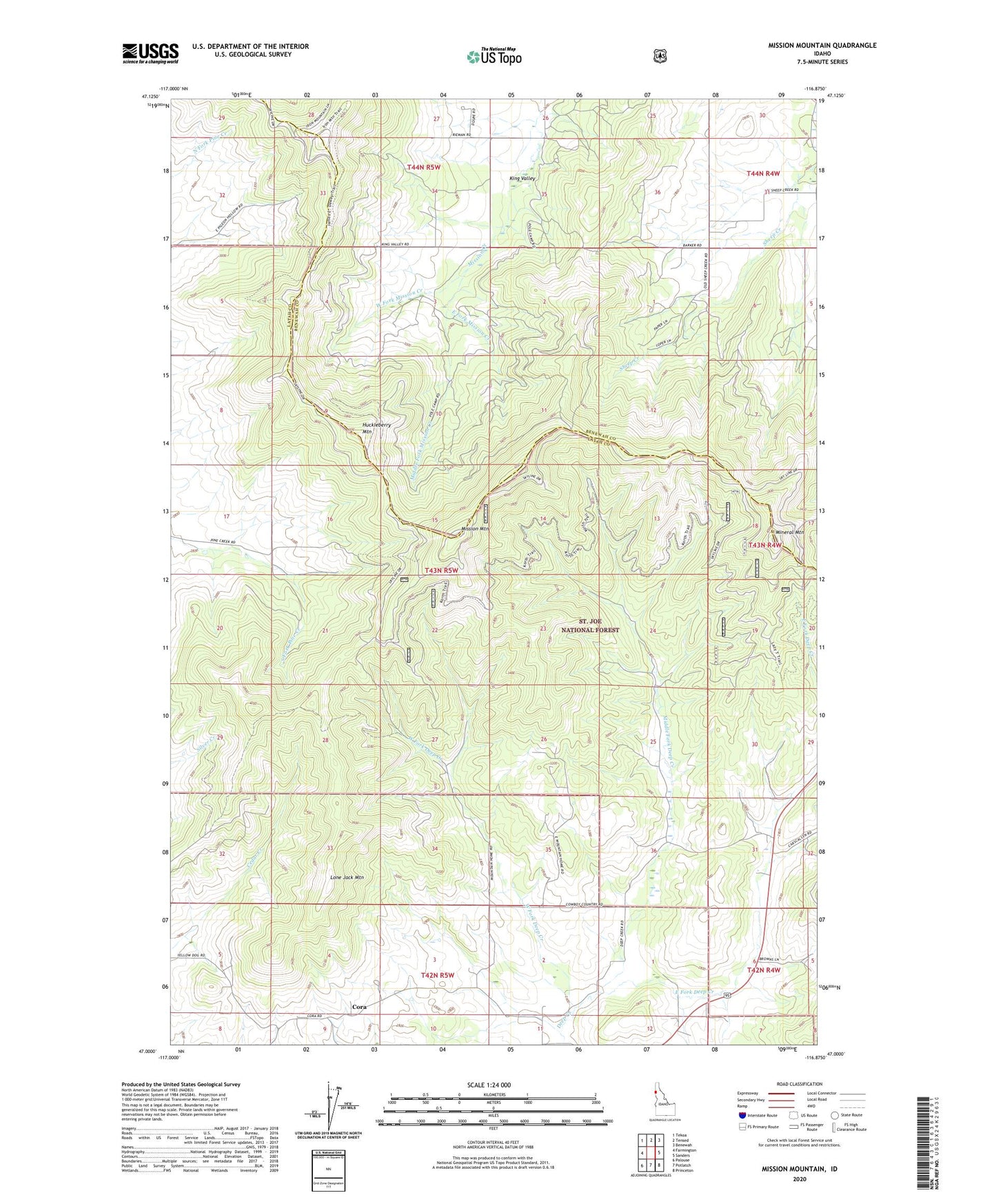 Mission Mountain Idaho US Topo Map Image