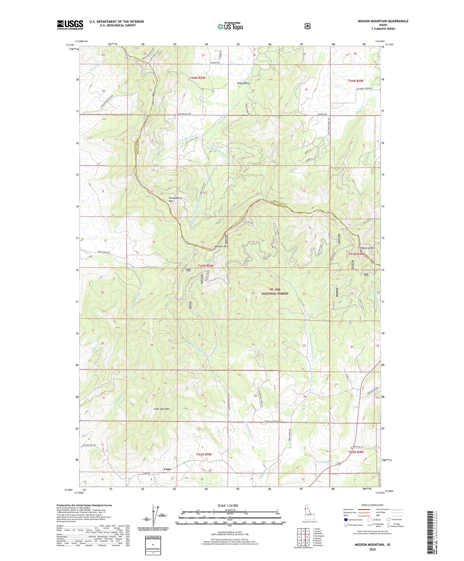 Mission Mountain Idaho US Topo Map Image