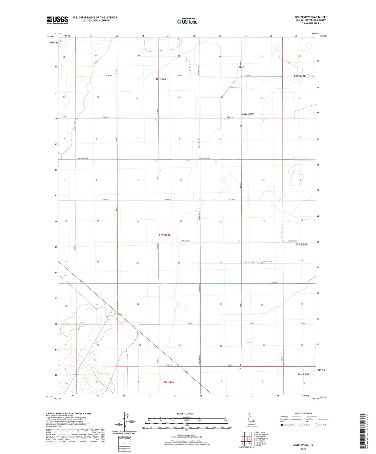 Monteview Idaho US Topo Map Image