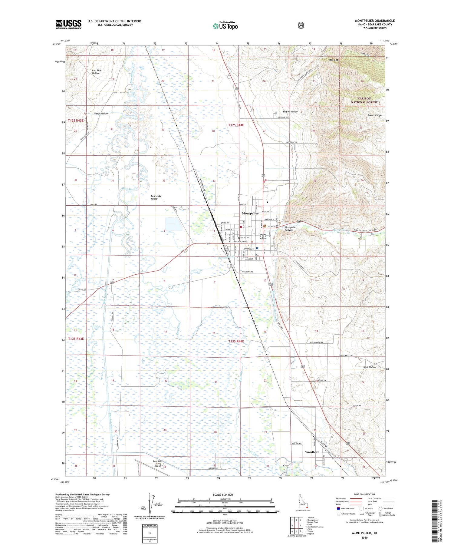 Montpelier Idaho US Topo Map Image