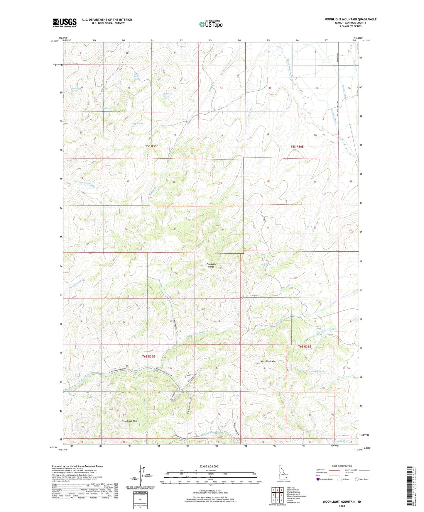 Moonlight Mountain Idaho US Topo Map Image