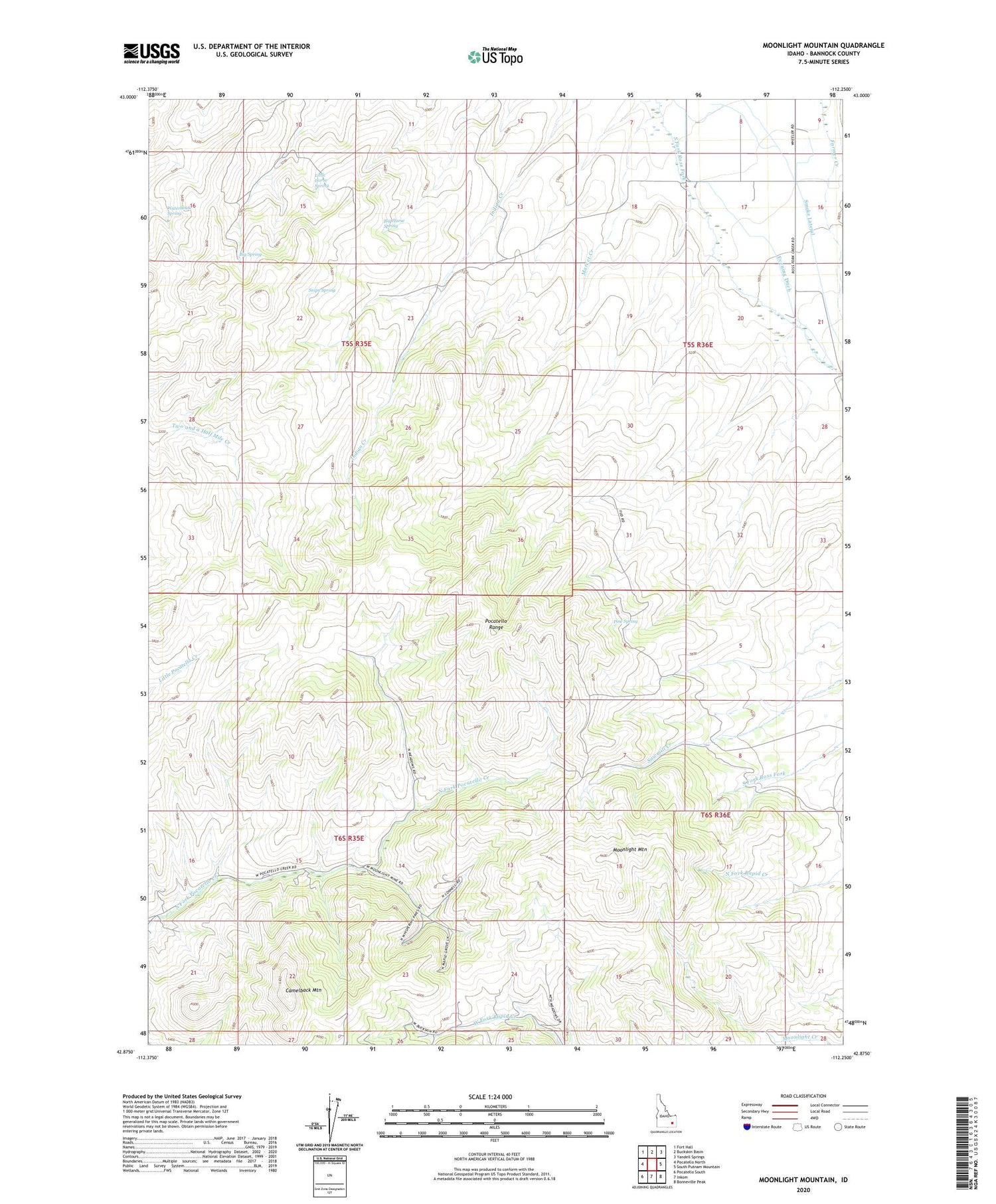 Moonlight Mountain Idaho US Topo Map Image