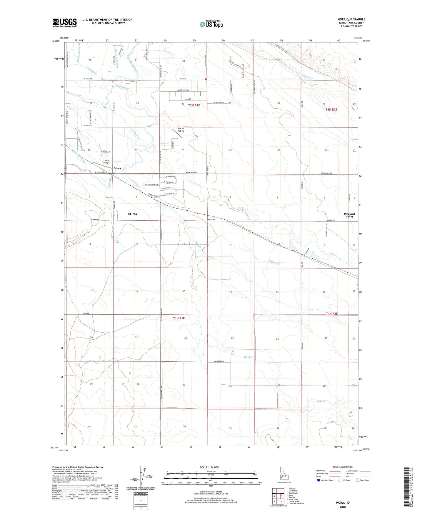 Mora Idaho US Topo Map Image