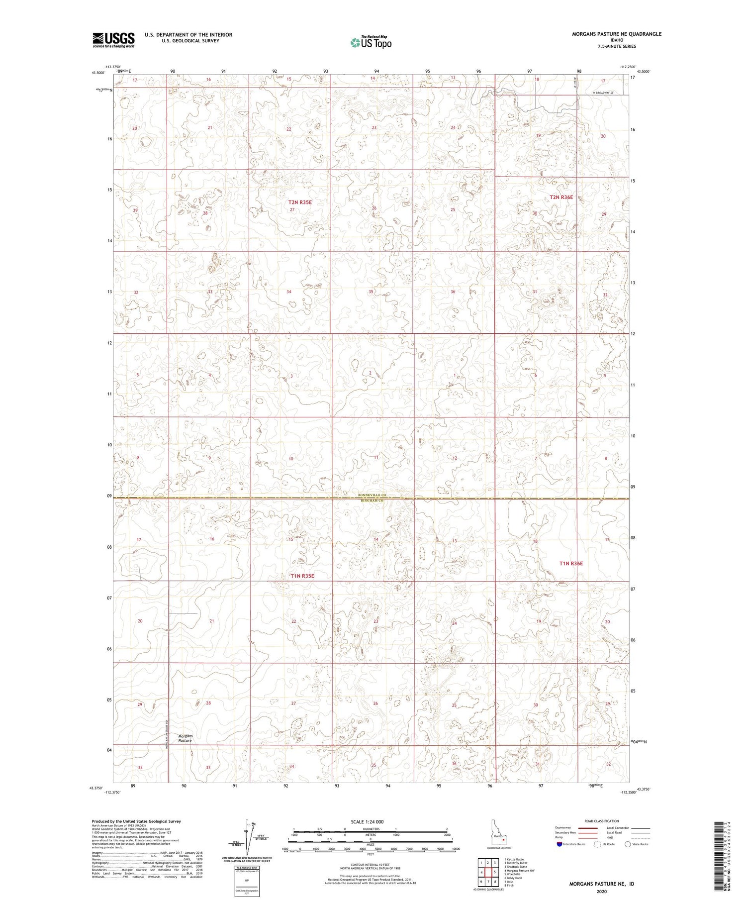 Morgans Pasture NE Idaho US Topo Map Image