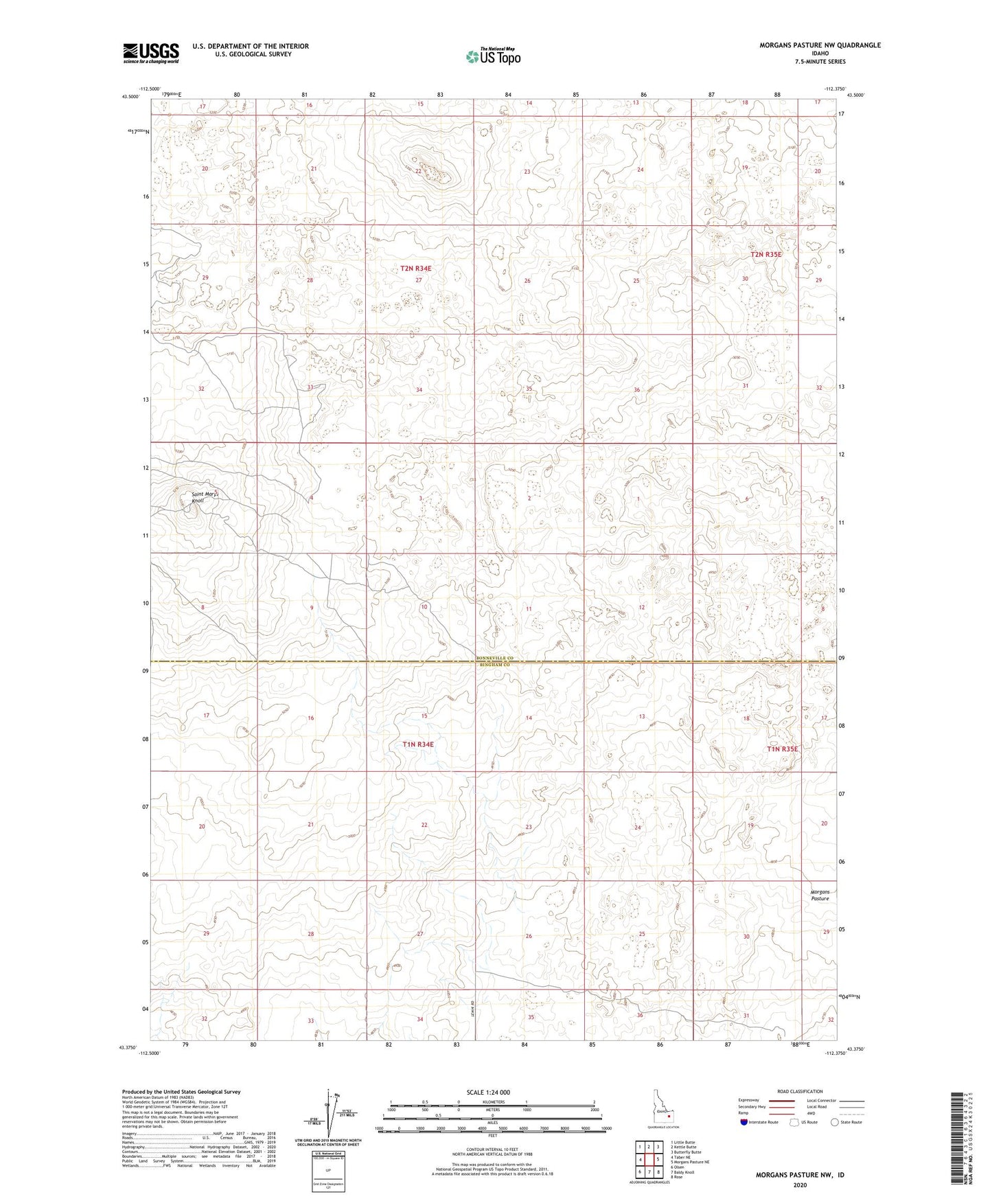 Morgans Pasture NW Idaho US Topo Map Image