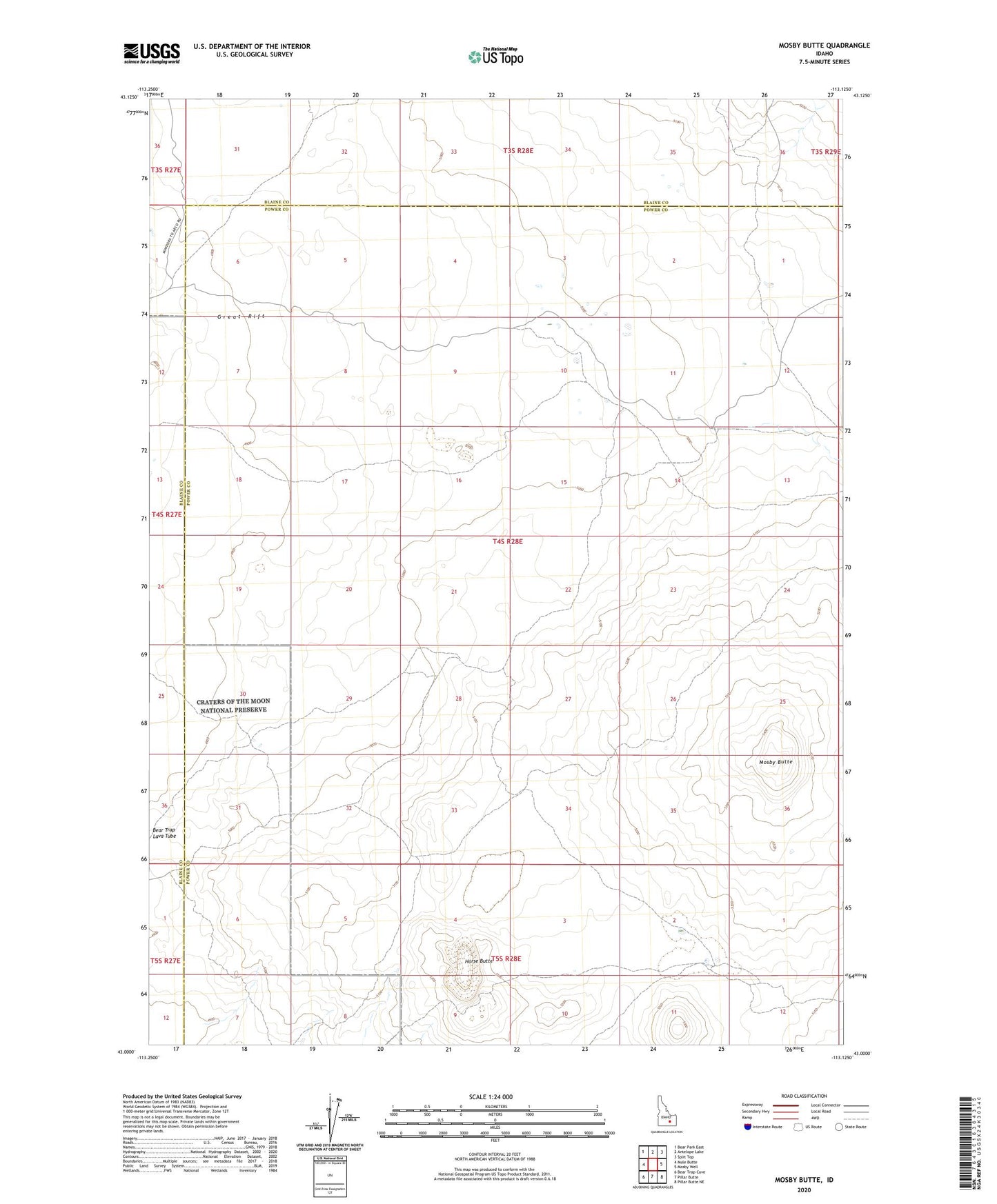 Mosby Butte Idaho US Topo Map Image