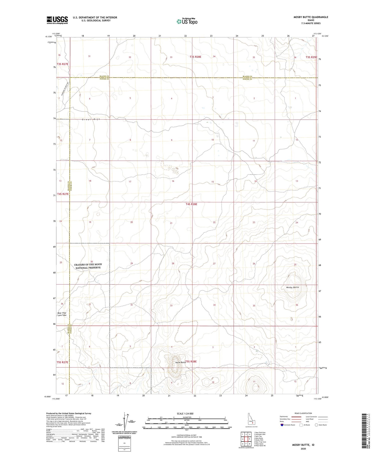Mosby Butte Idaho US Topo Map Image