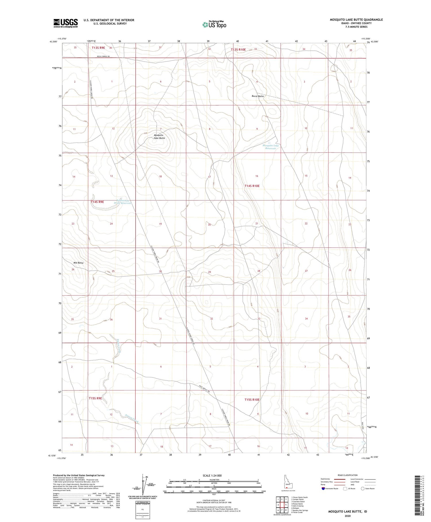 Mosquito Lake Butte Idaho US Topo Map Image