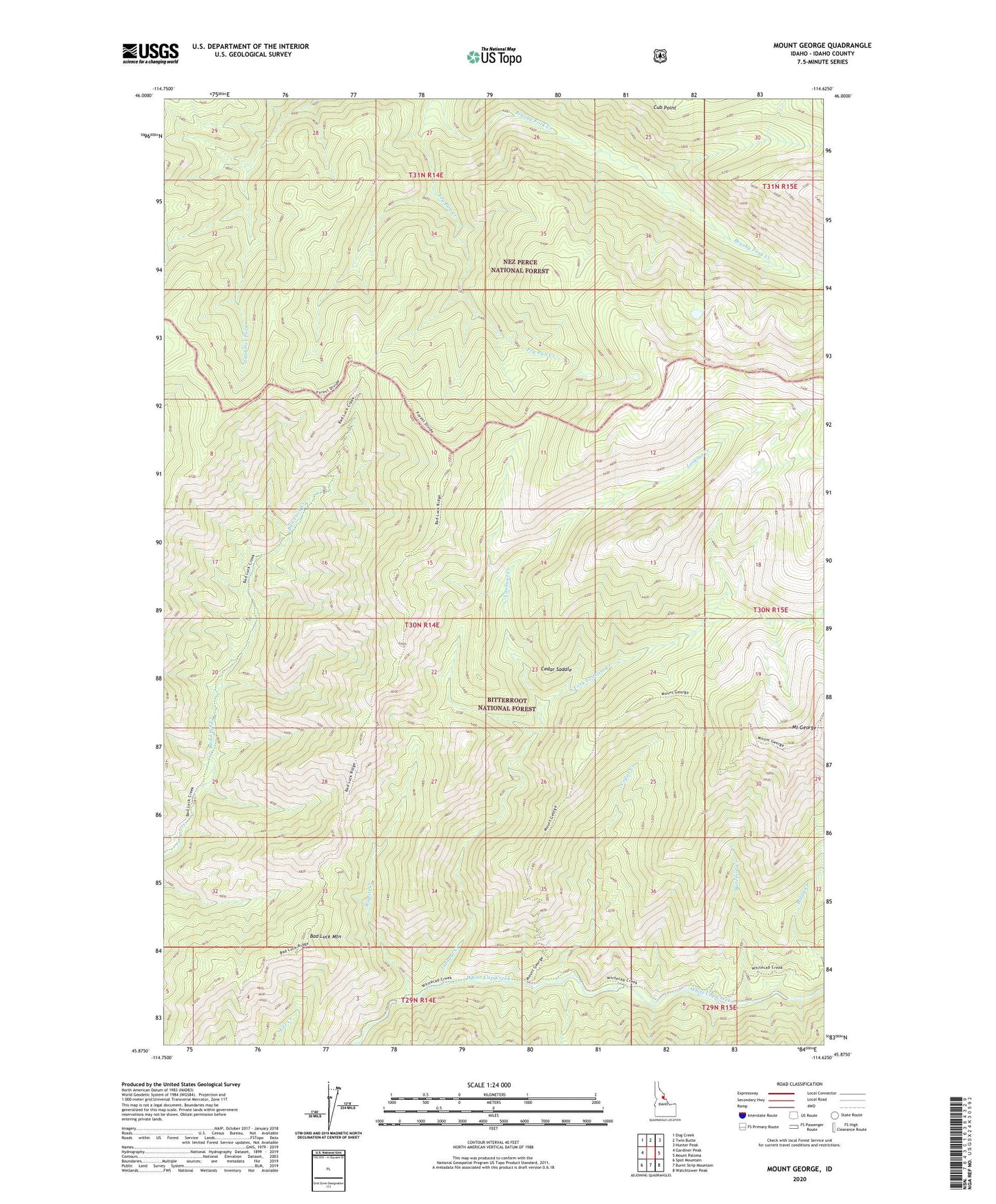 Mount George Idaho US Topo Map Image
