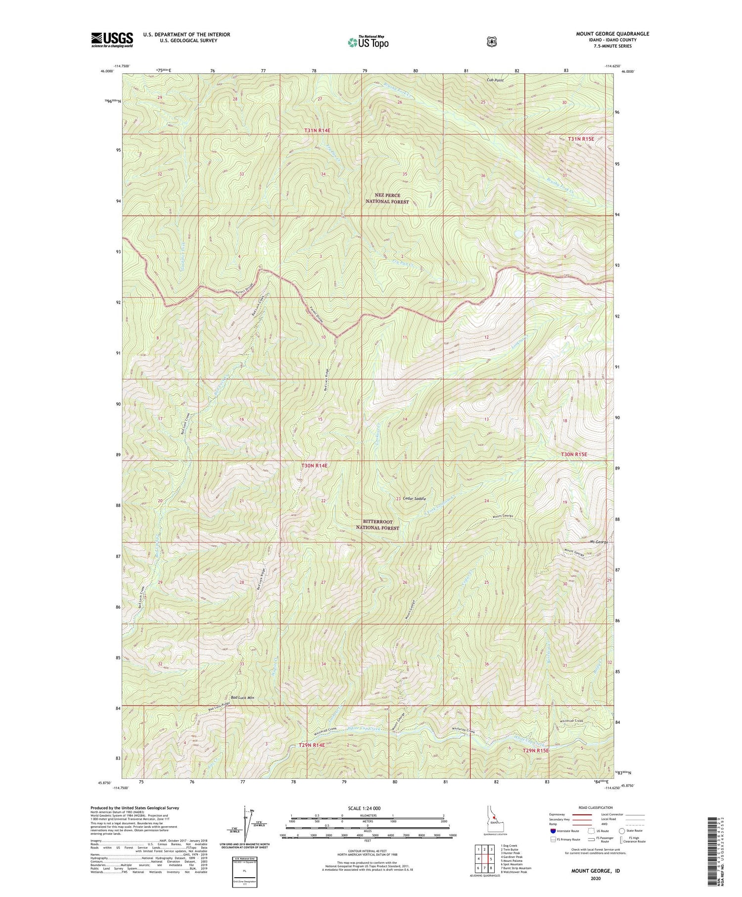 Mount George Idaho US Topo Map Image