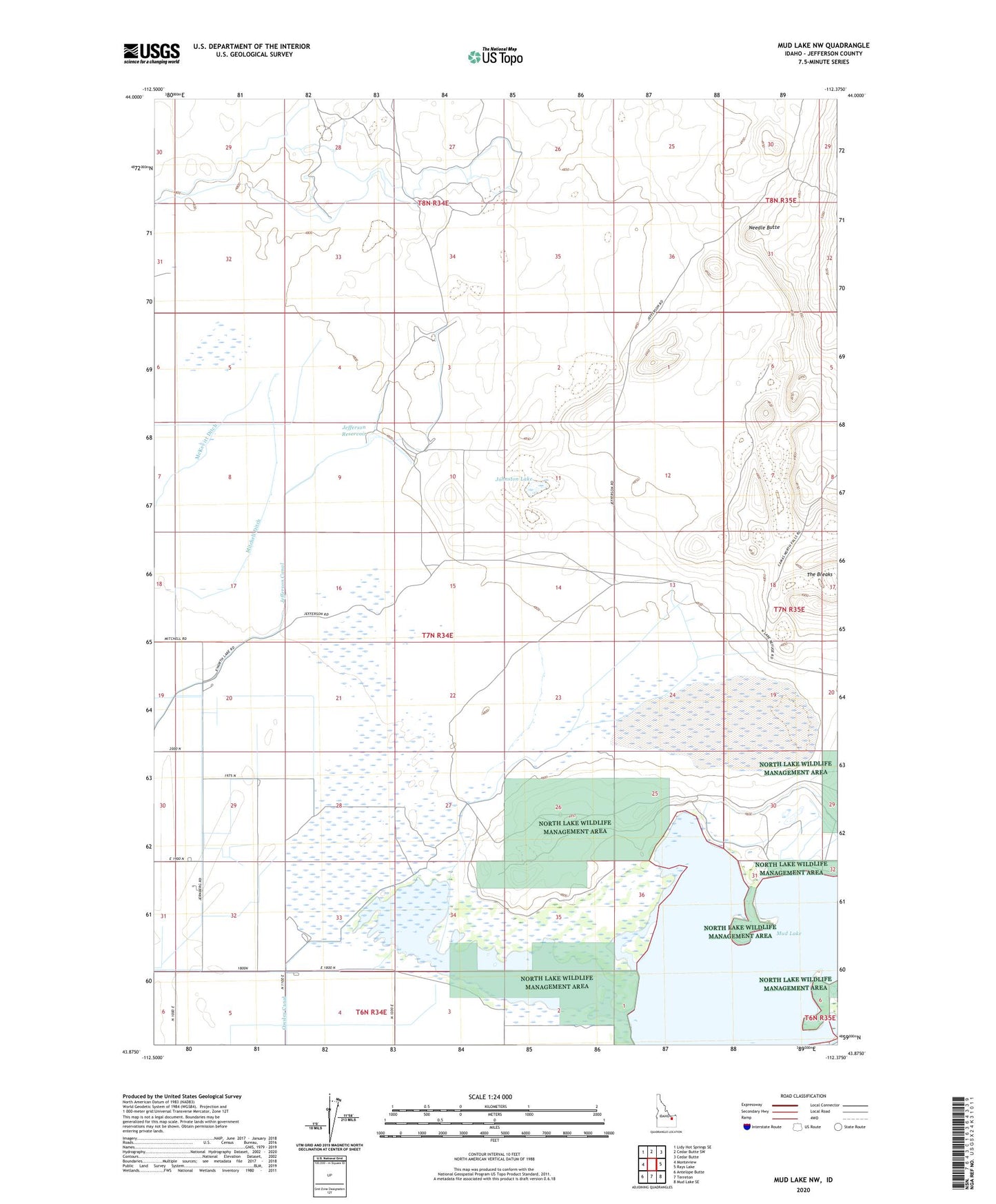 Mud Lake NW Idaho US Topo Map Image