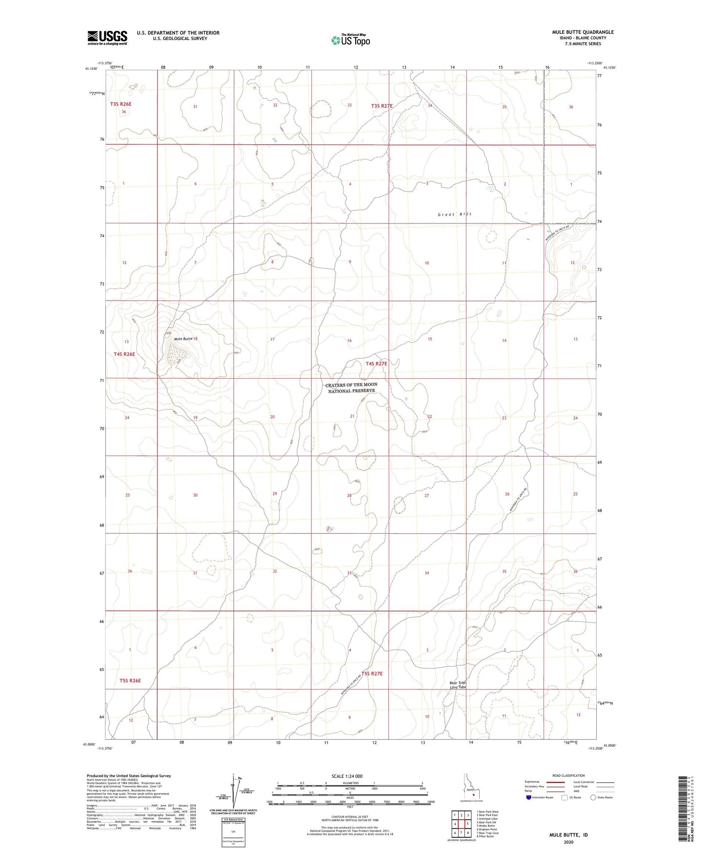 Mule Butte Idaho US Topo Map Image