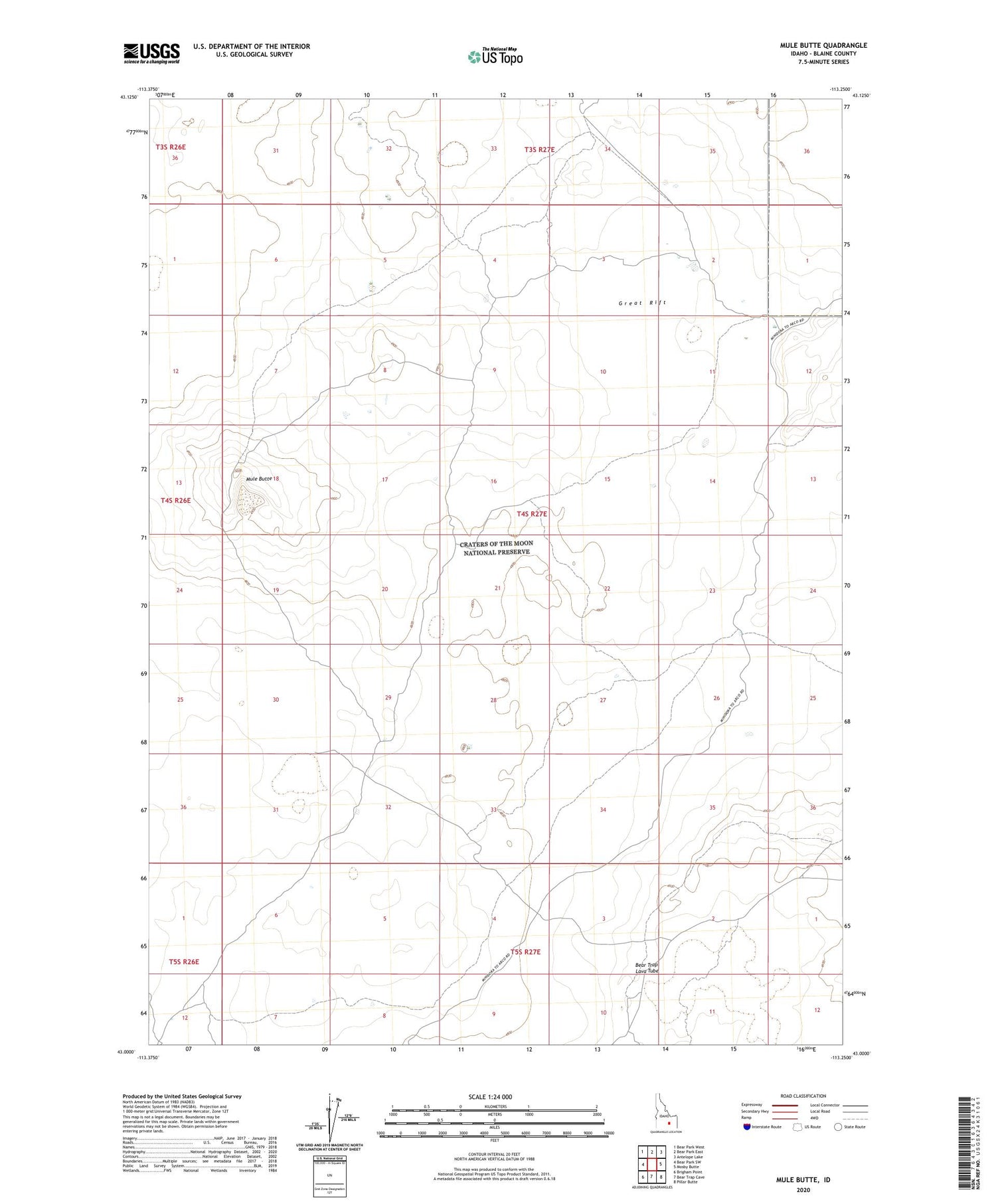 Mule Butte Idaho US Topo Map Image
