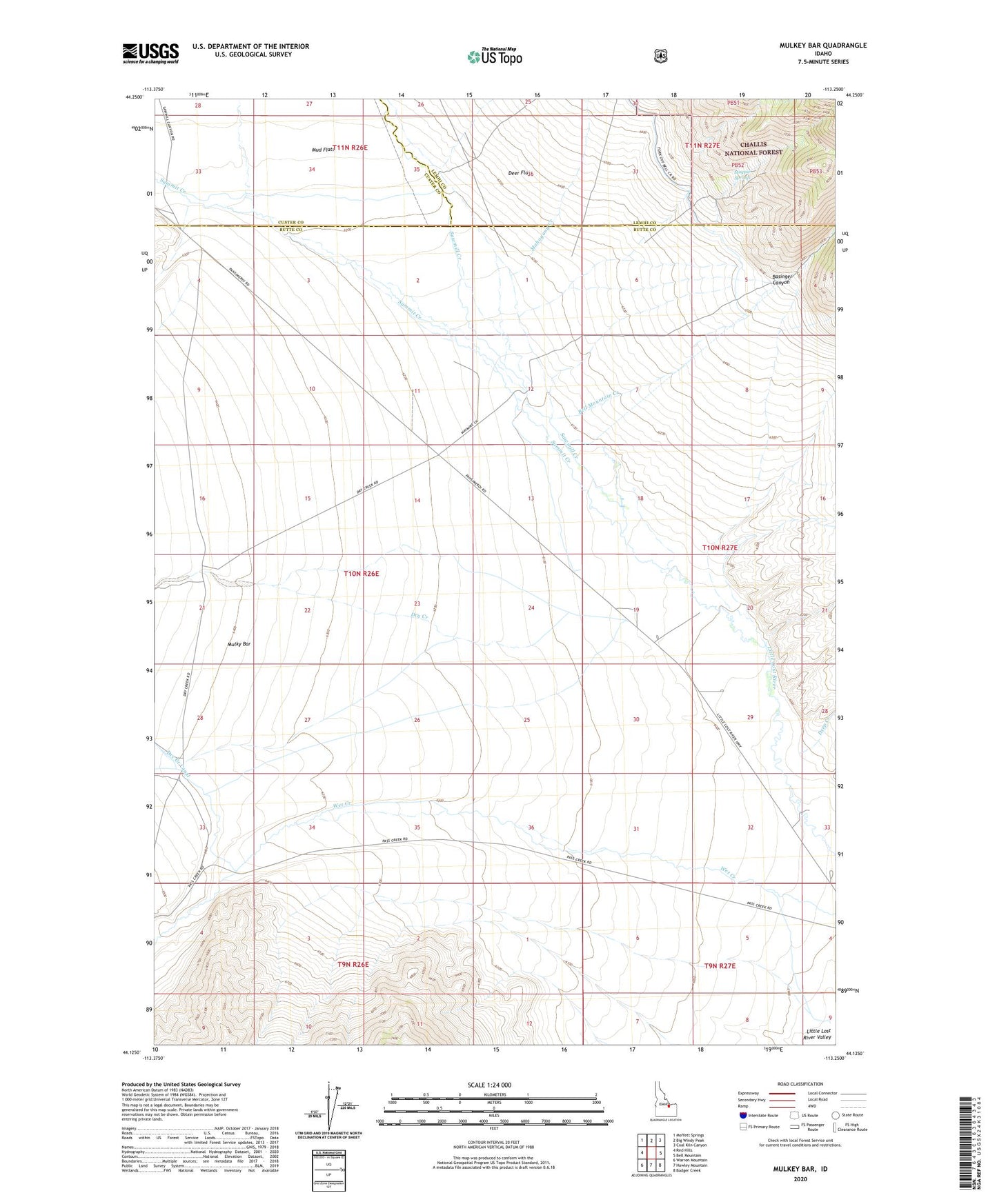 Mulkey Bar Idaho US Topo Map Image