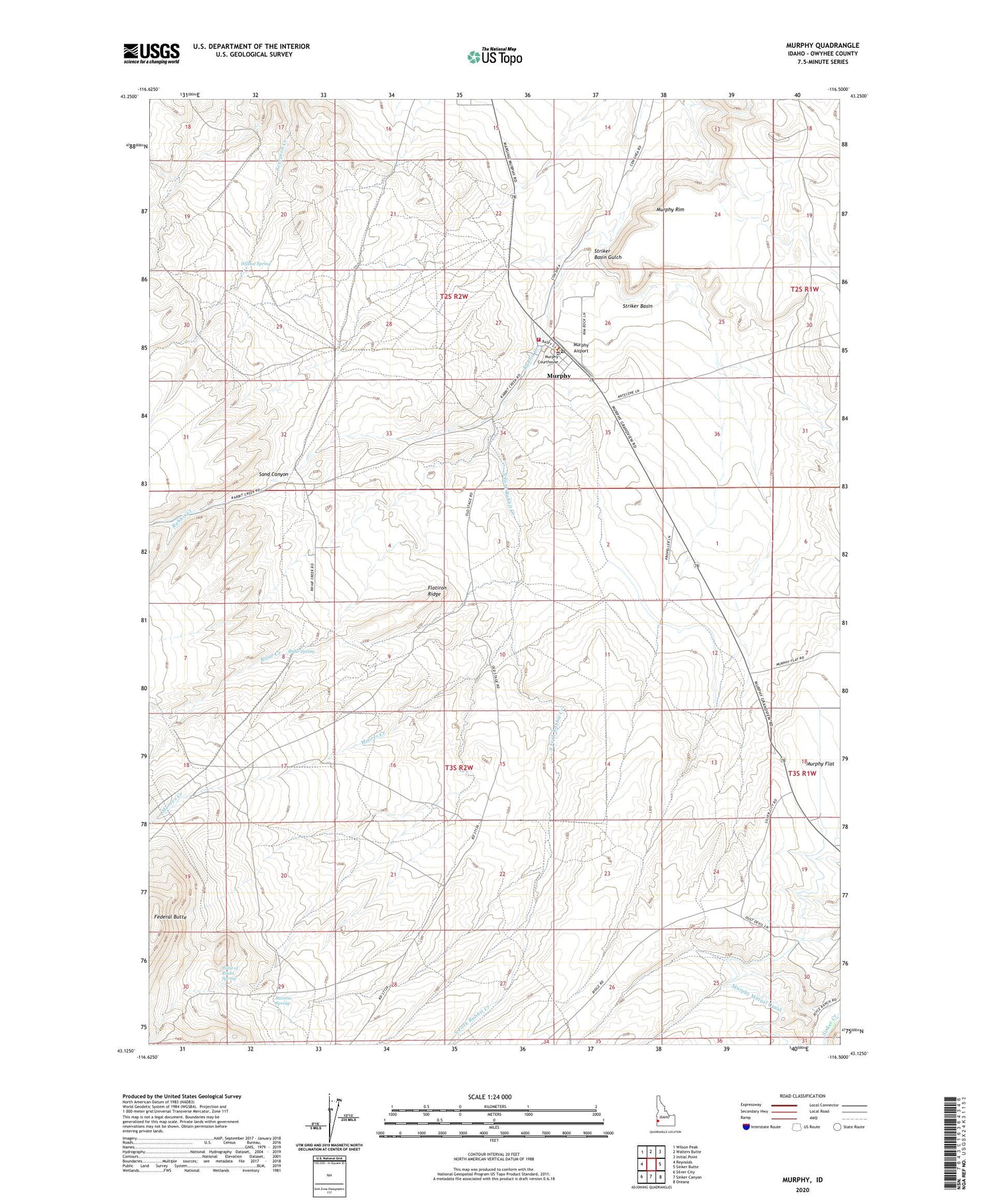 Murphy Idaho US Topo Map Image