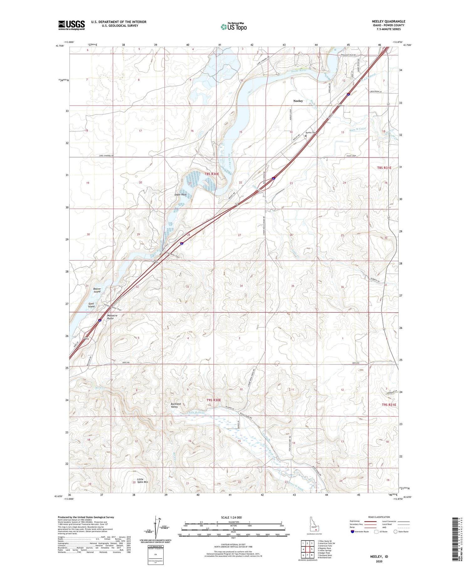 Neeley Idaho US Topo Map Image