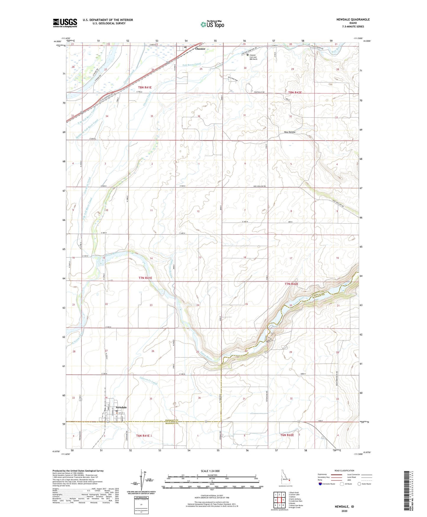 Newdale Idaho US Topo Map Image