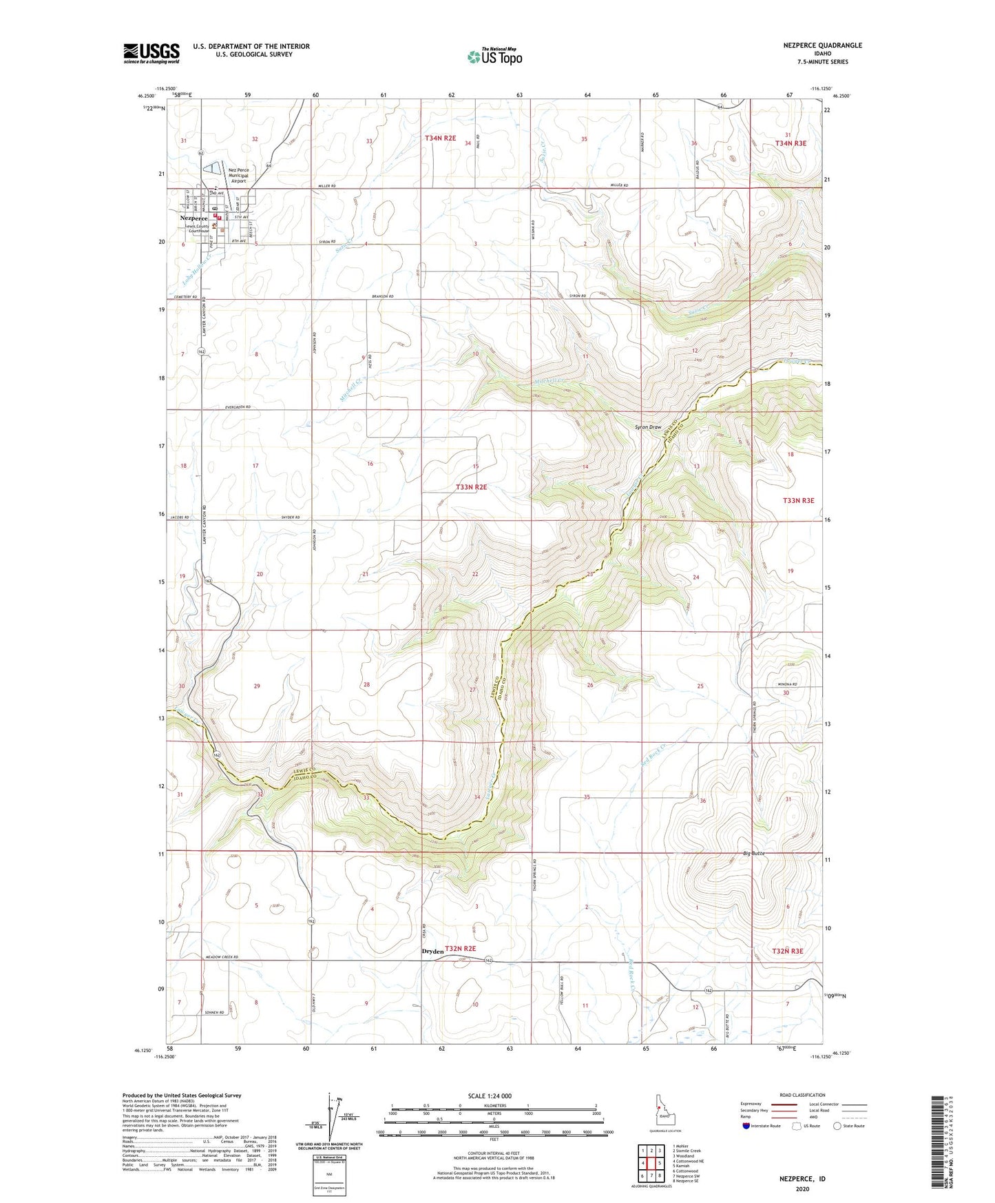 Nezperce Idaho US Topo Map Image