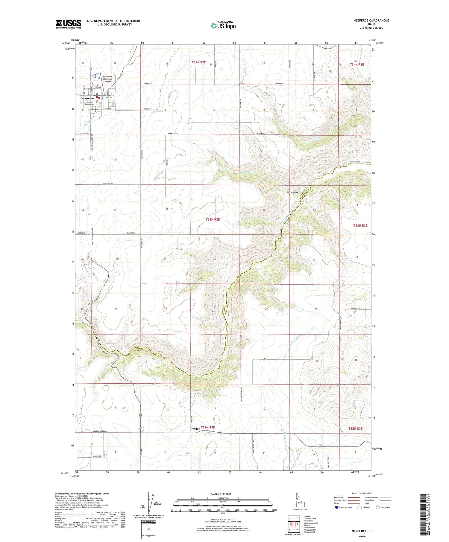 Nezperce Idaho US Topo Map Image