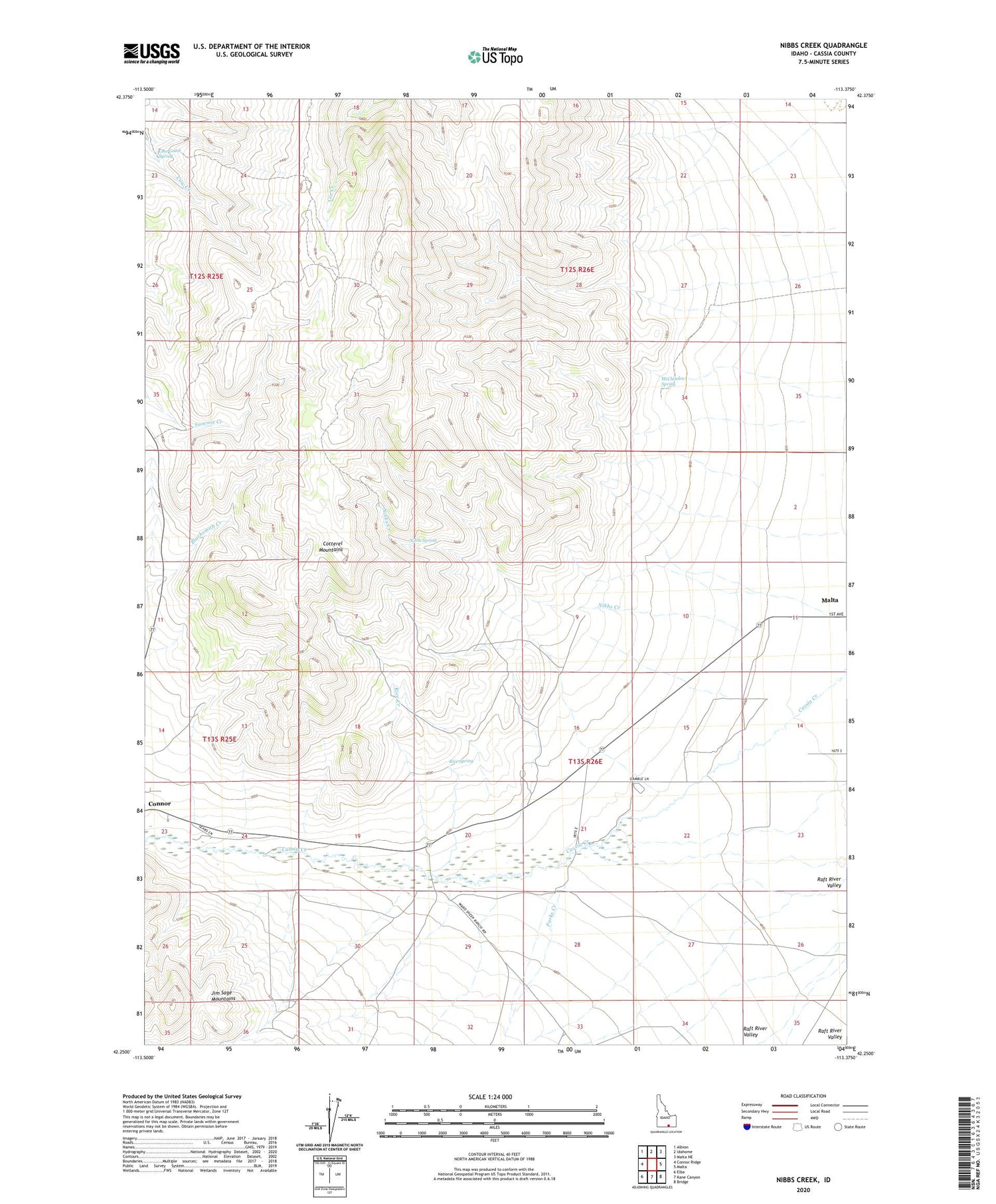 Nibbs Creek Idaho US Topo Map Image