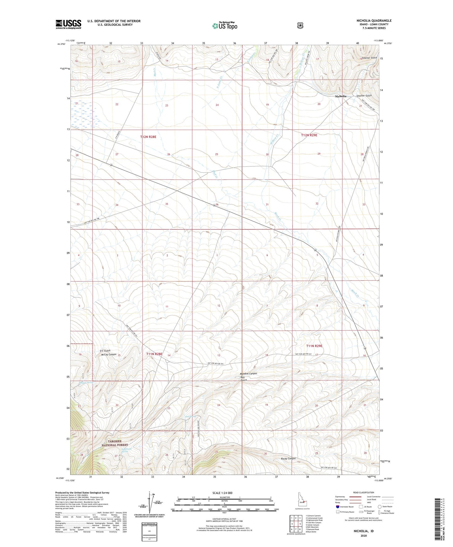 Nicholia Idaho US Topo Map Image