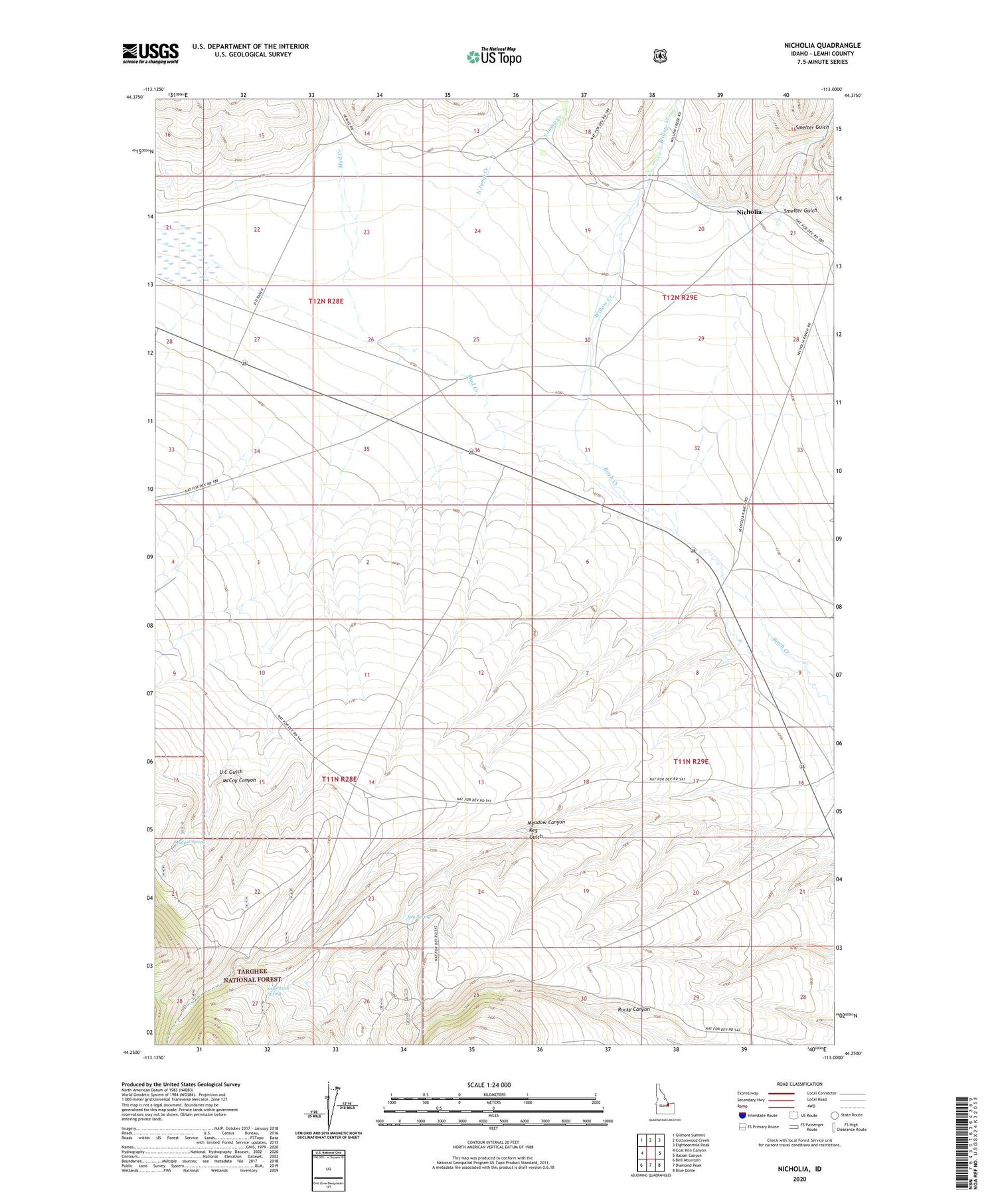 Nicholia Idaho US Topo Map Image