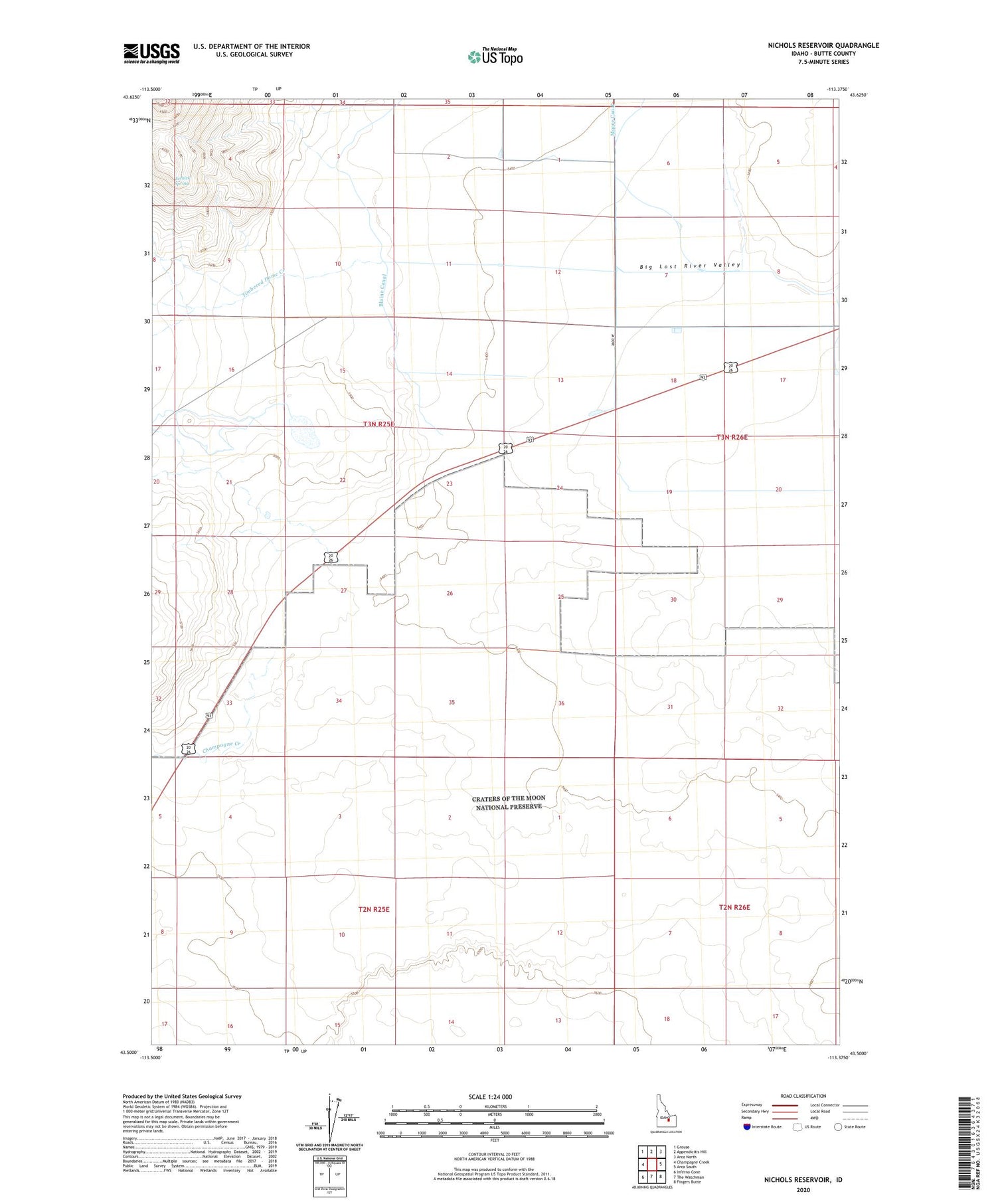 Nichols Reservoir Idaho US Topo Map Image