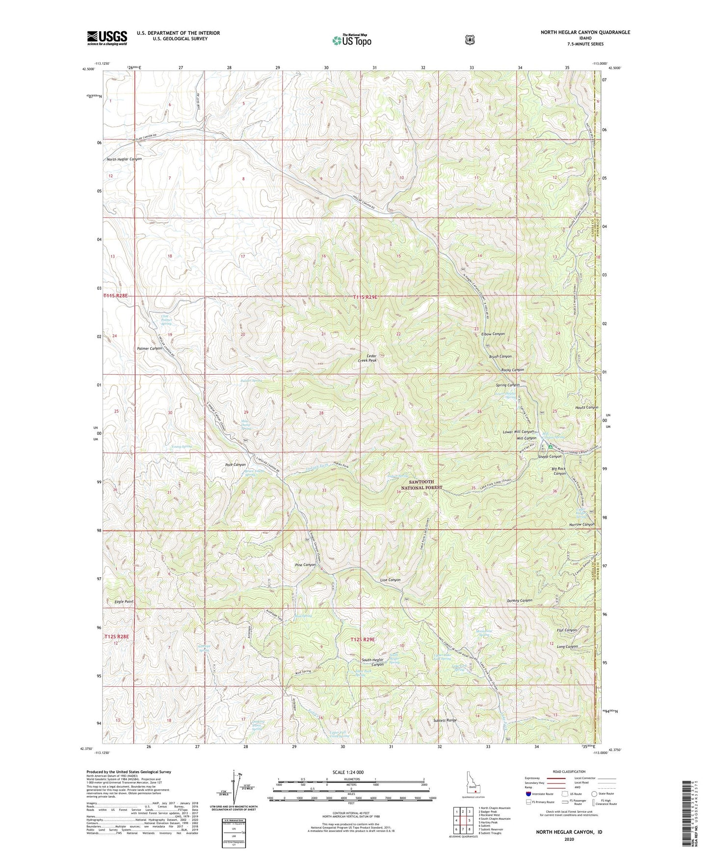 North Heglar Canyon Idaho US Topo Map Image