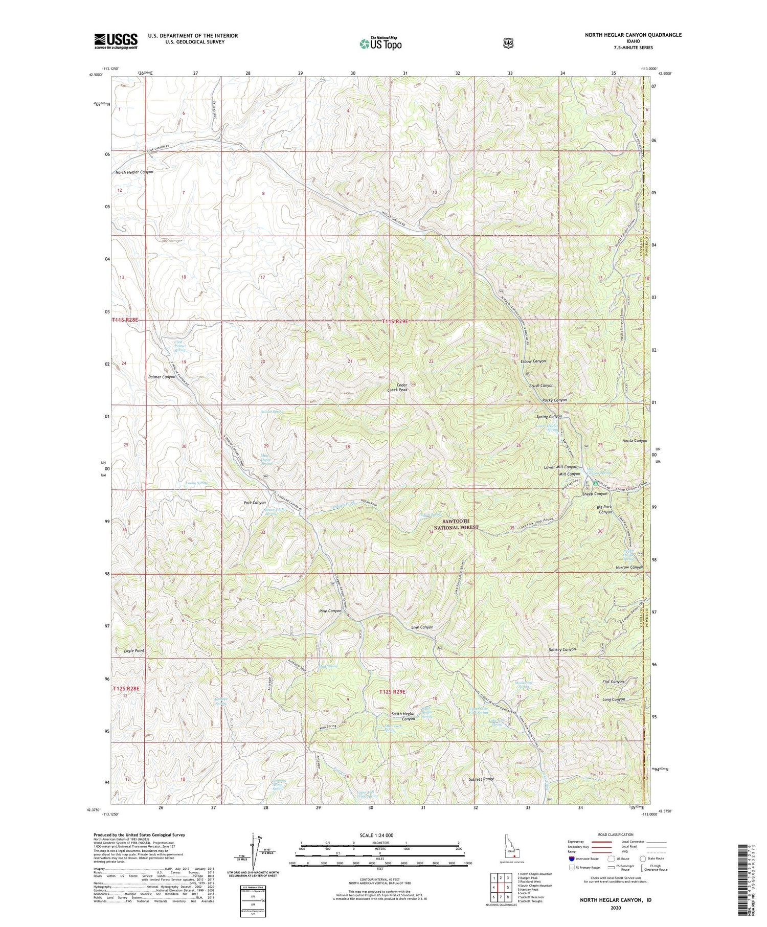 North Heglar Canyon Idaho US Topo Map Image