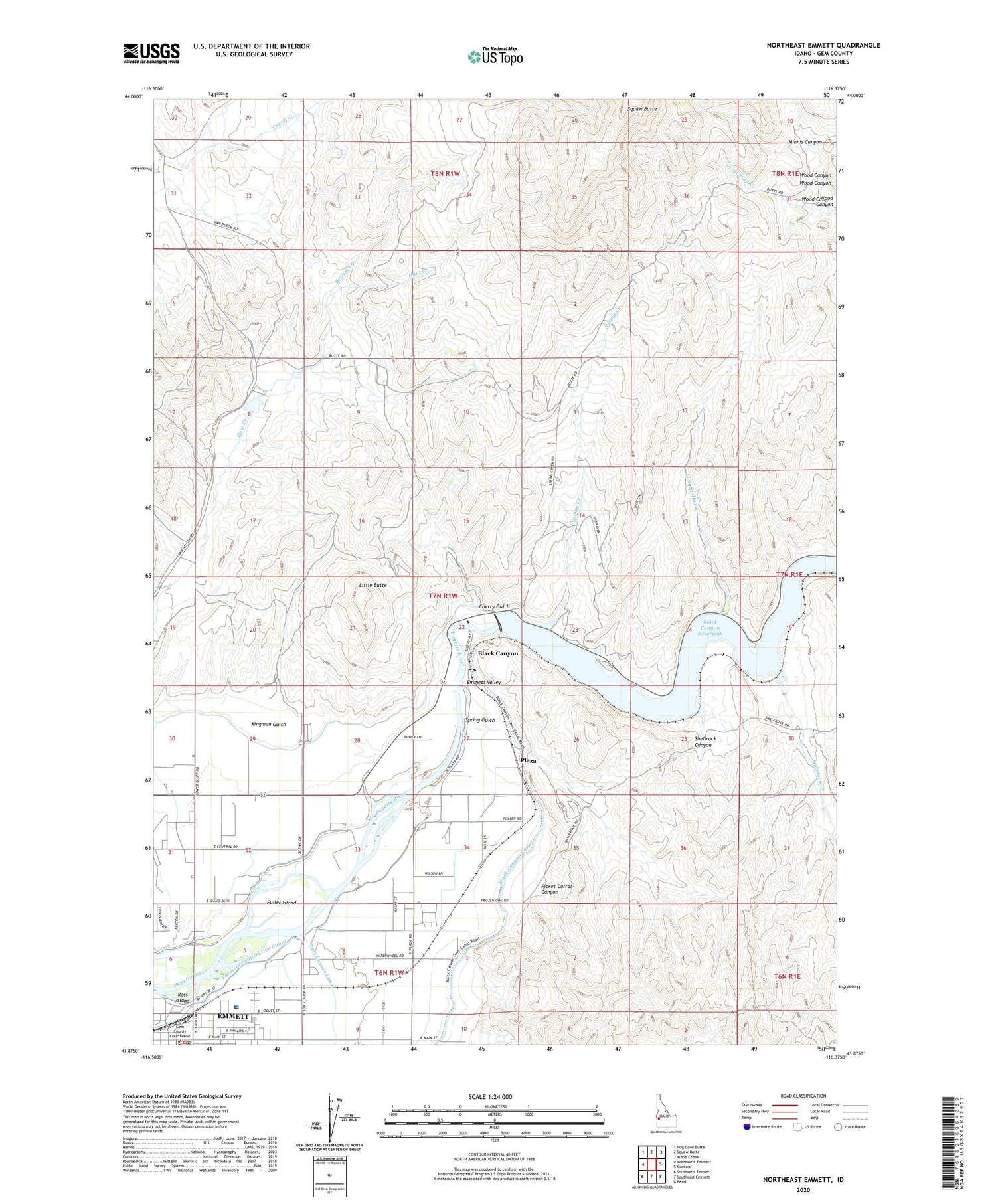 Northeast Emmett Idaho US Topo Map Image