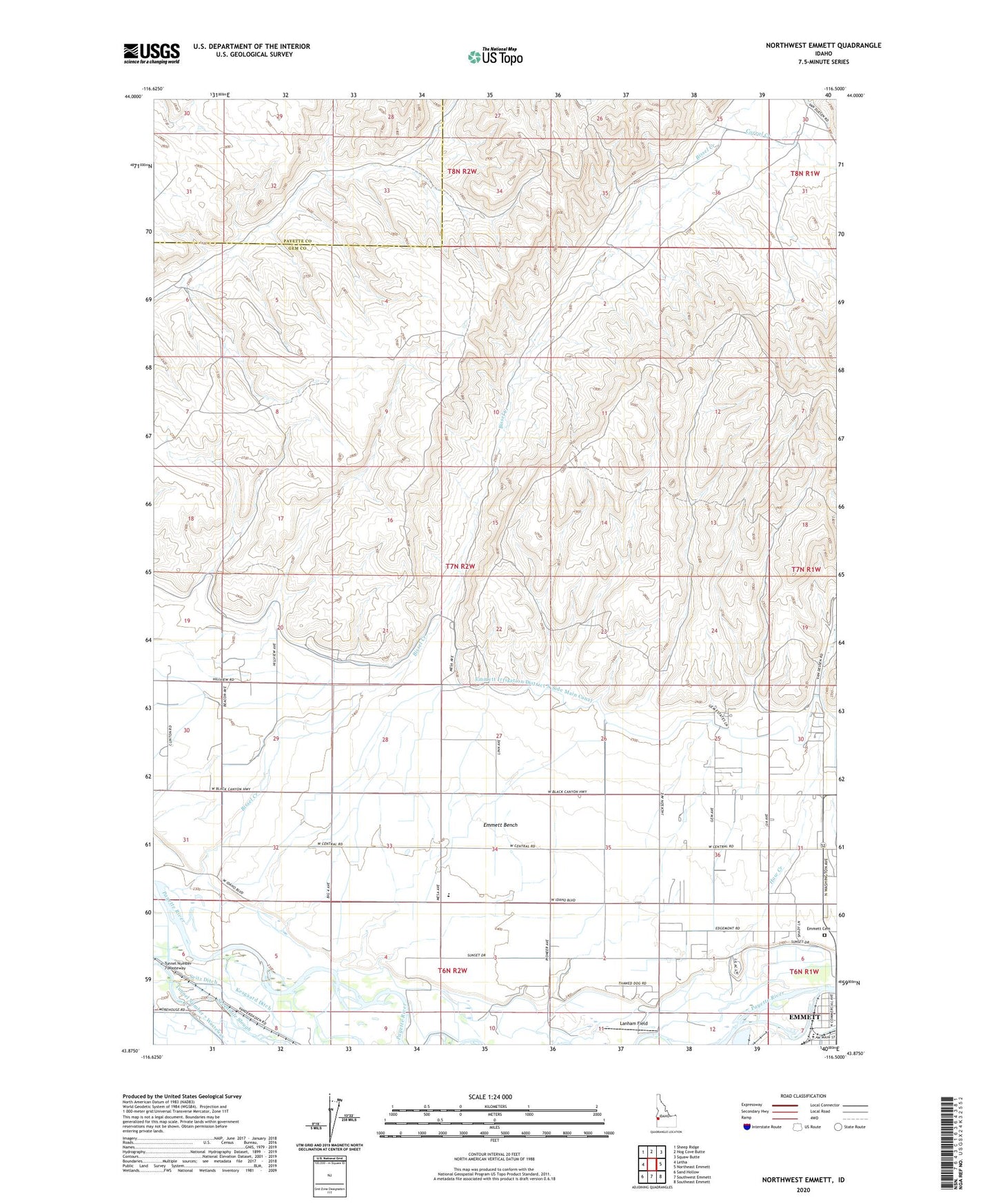 Northwest Emmett Idaho US Topo Map Image