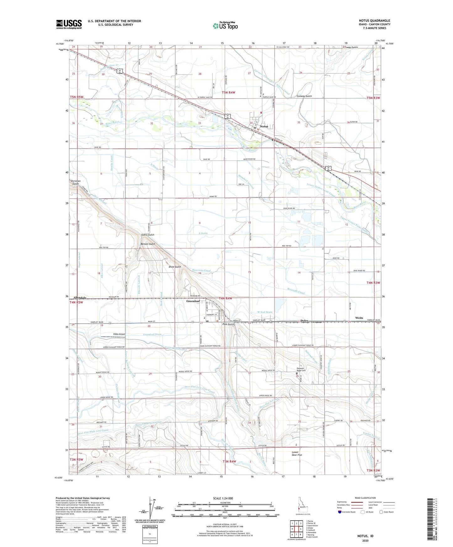 Notus Idaho US Topo Map Image