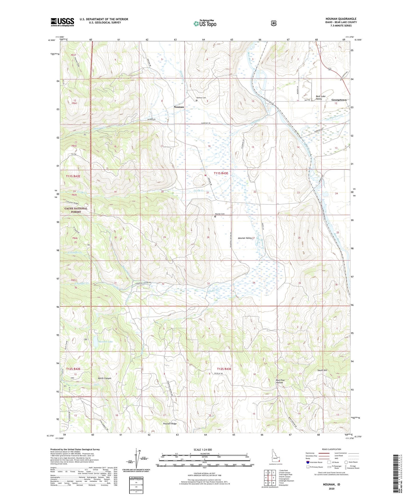 Nounan Idaho US Topo Map Image