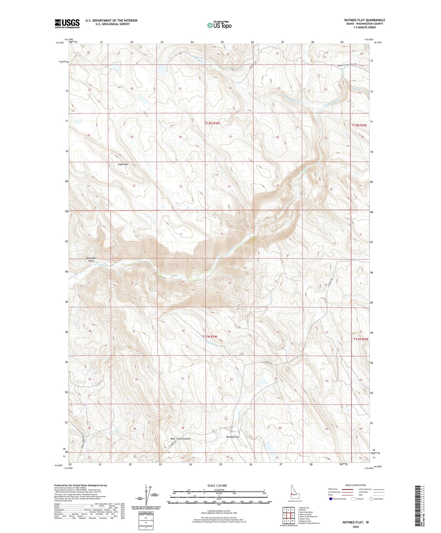 Nutmeg Flat Idaho US Topo Map Image