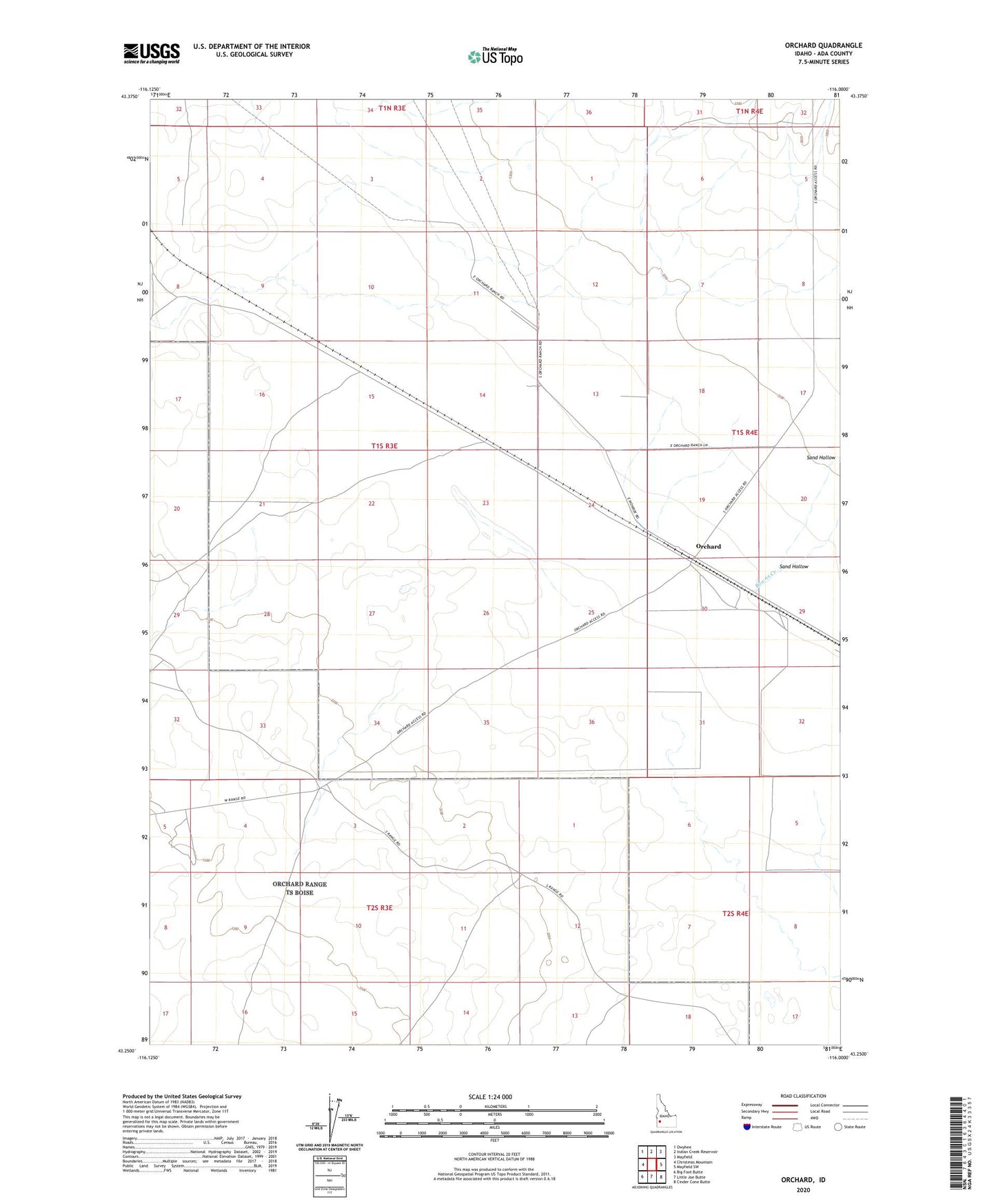 Orchard Idaho US Topo Map Image