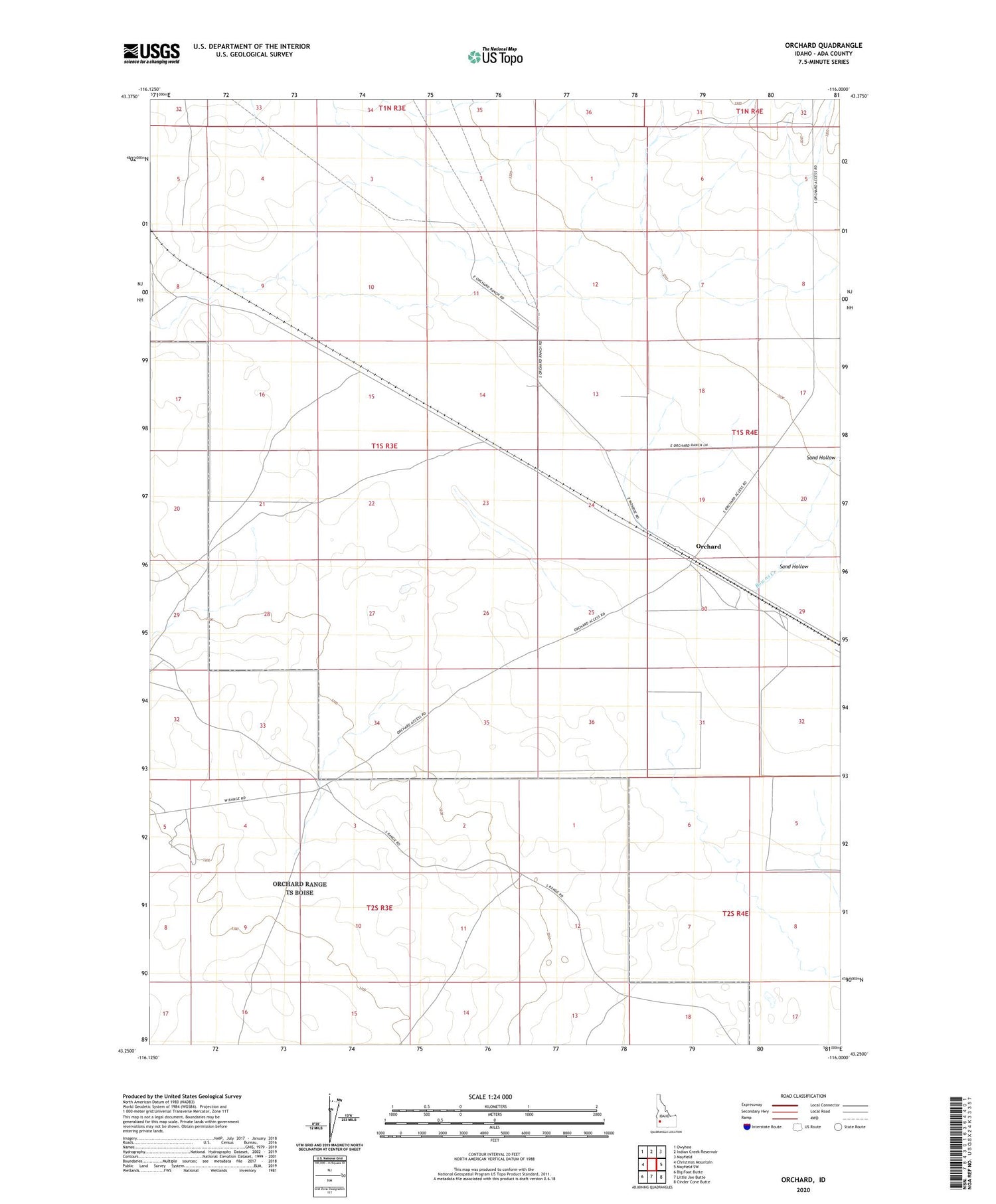 Orchard Idaho US Topo Map Image