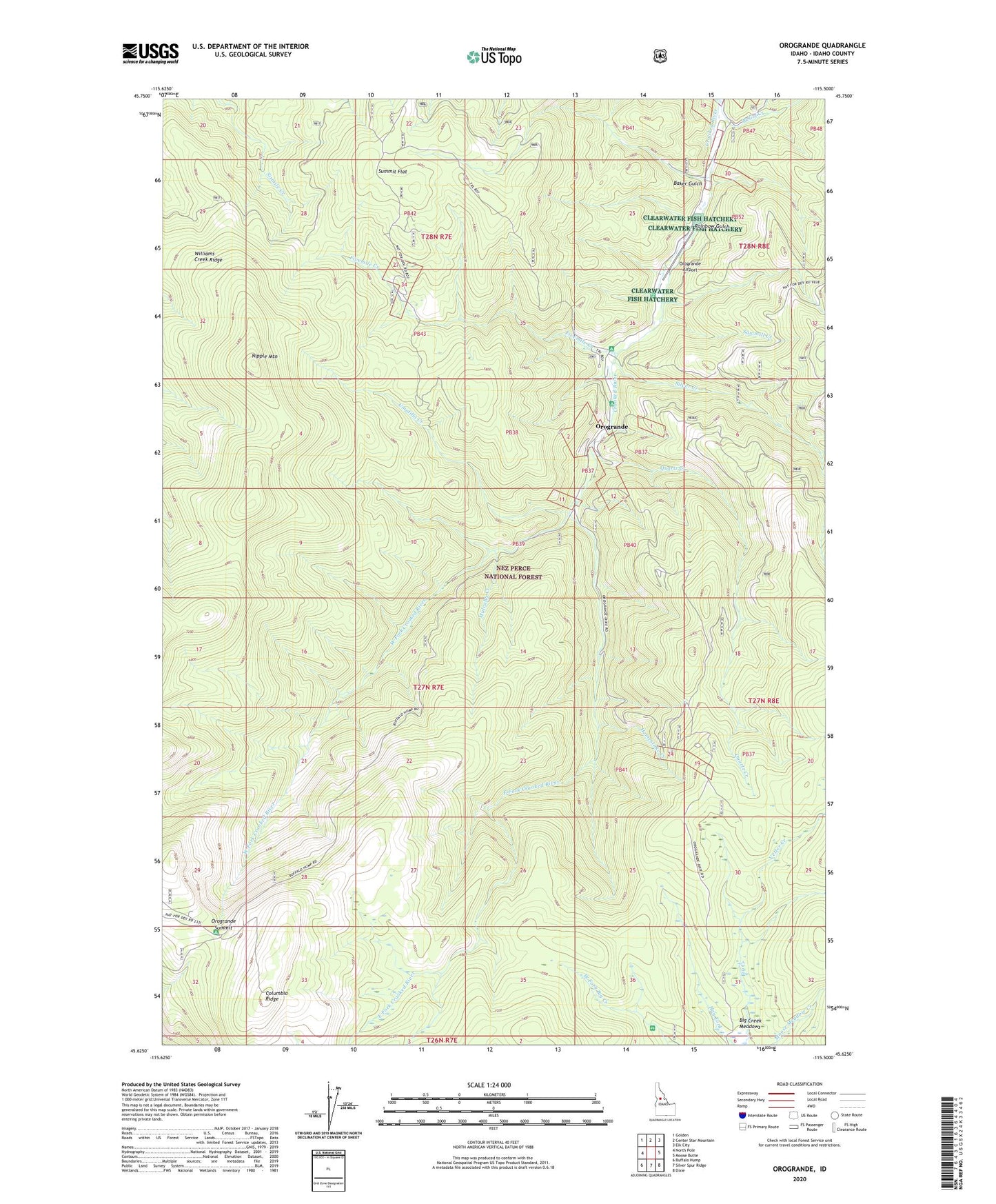 Orogrande Idaho US Topo Map Image