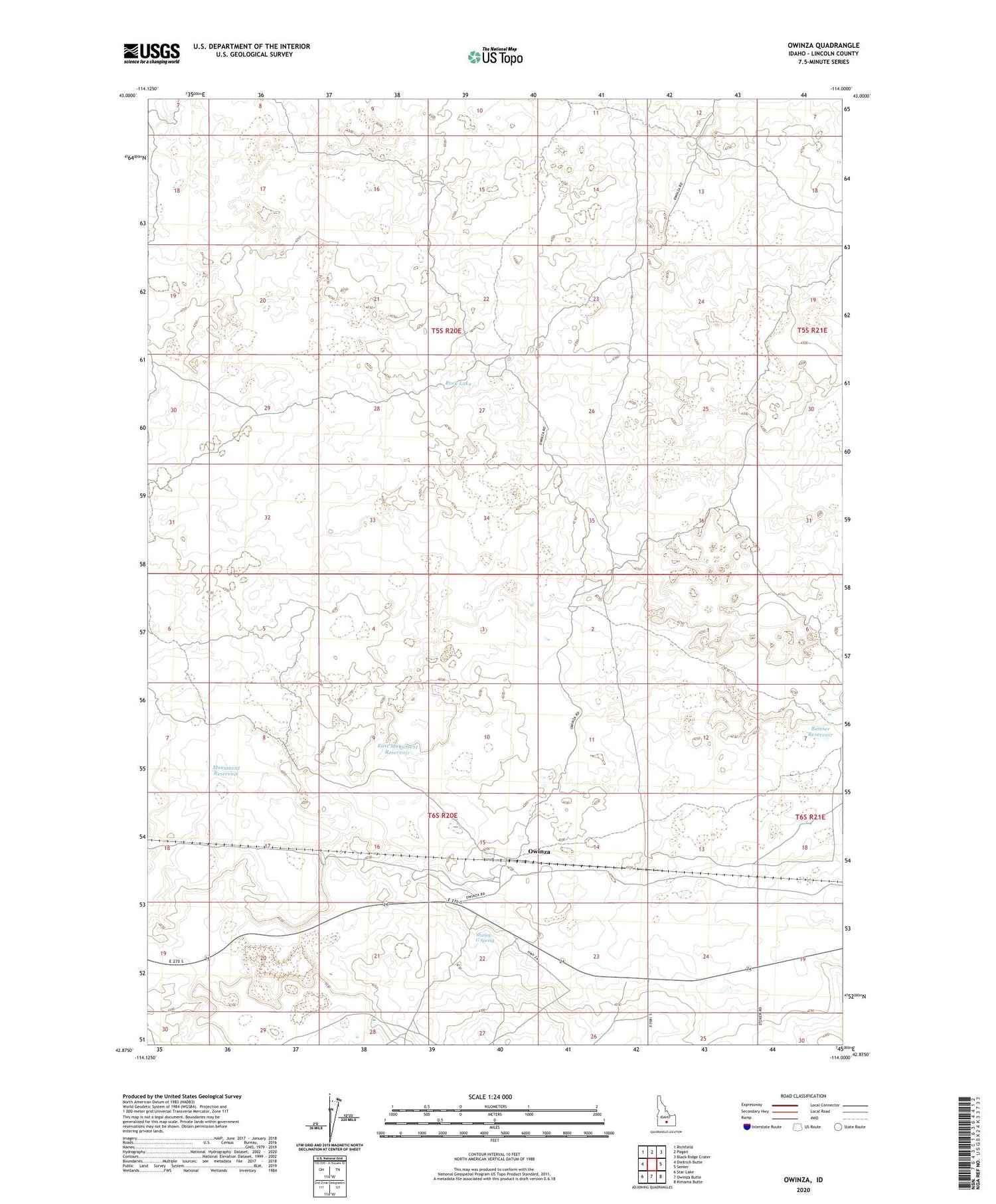 Owinza Idaho US Topo Map Image