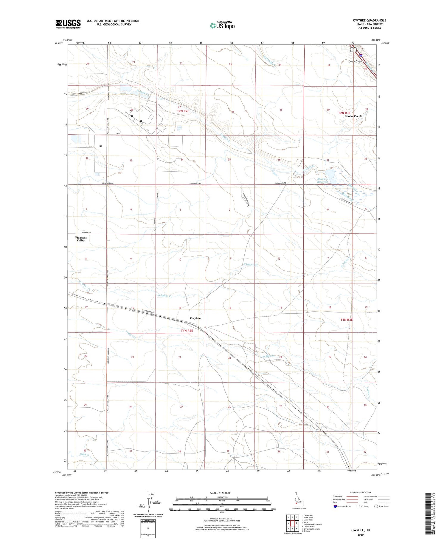 Owyhee Idaho US Topo Map Image